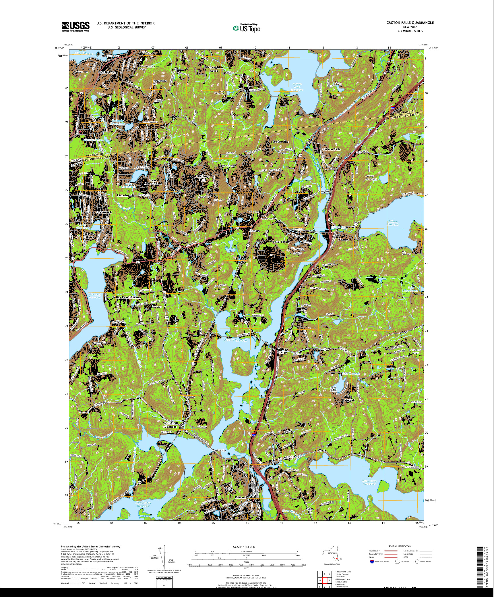 USGS US TOPO 7.5-MINUTE MAP FOR CROTON FALLS, NY 2019