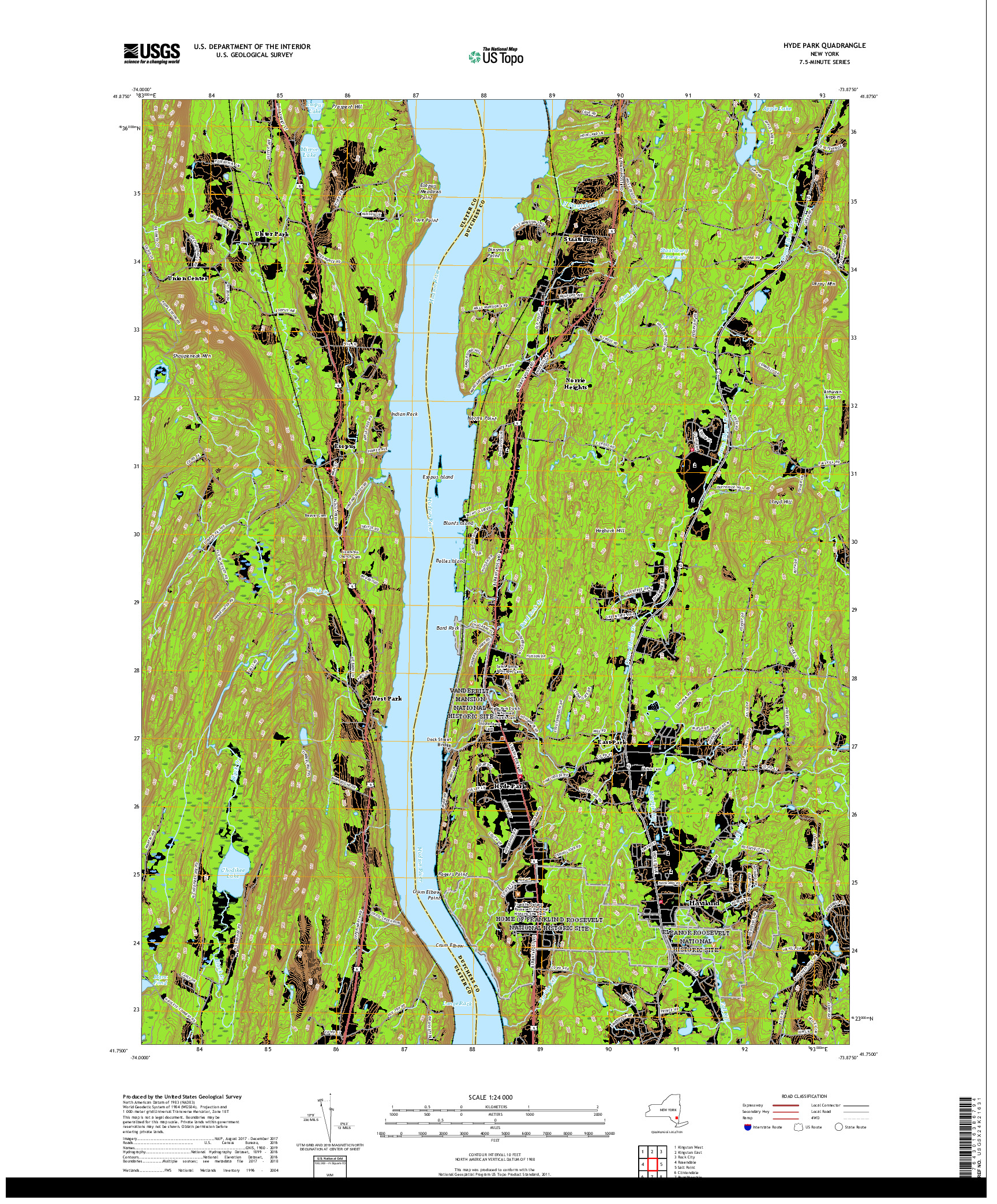 USGS US TOPO 7.5-MINUTE MAP FOR HYDE PARK, NY 2019