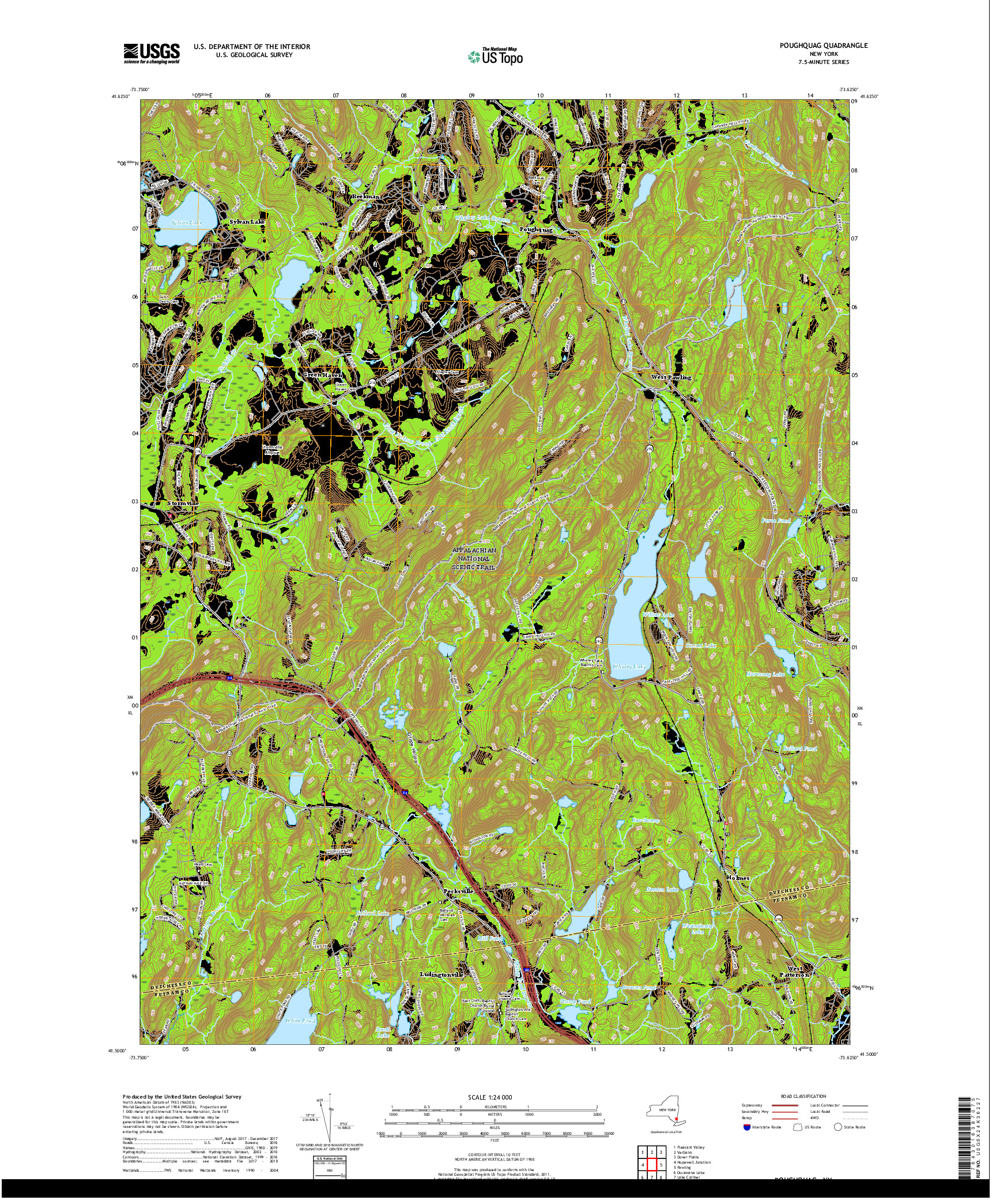 USGS US TOPO 7.5-MINUTE MAP FOR POUGHQUAG, NY 2019
