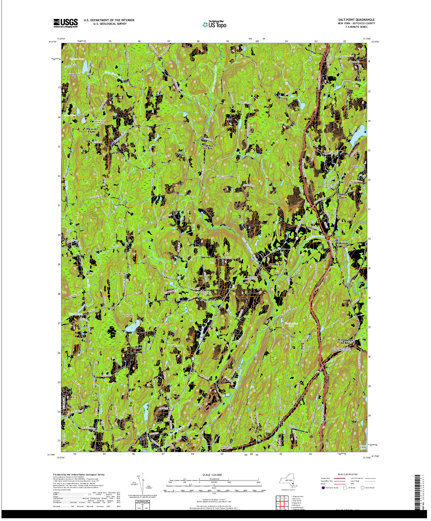 USGS US TOPO 7.5-MINUTE MAP FOR SALT POINT, NY 2019