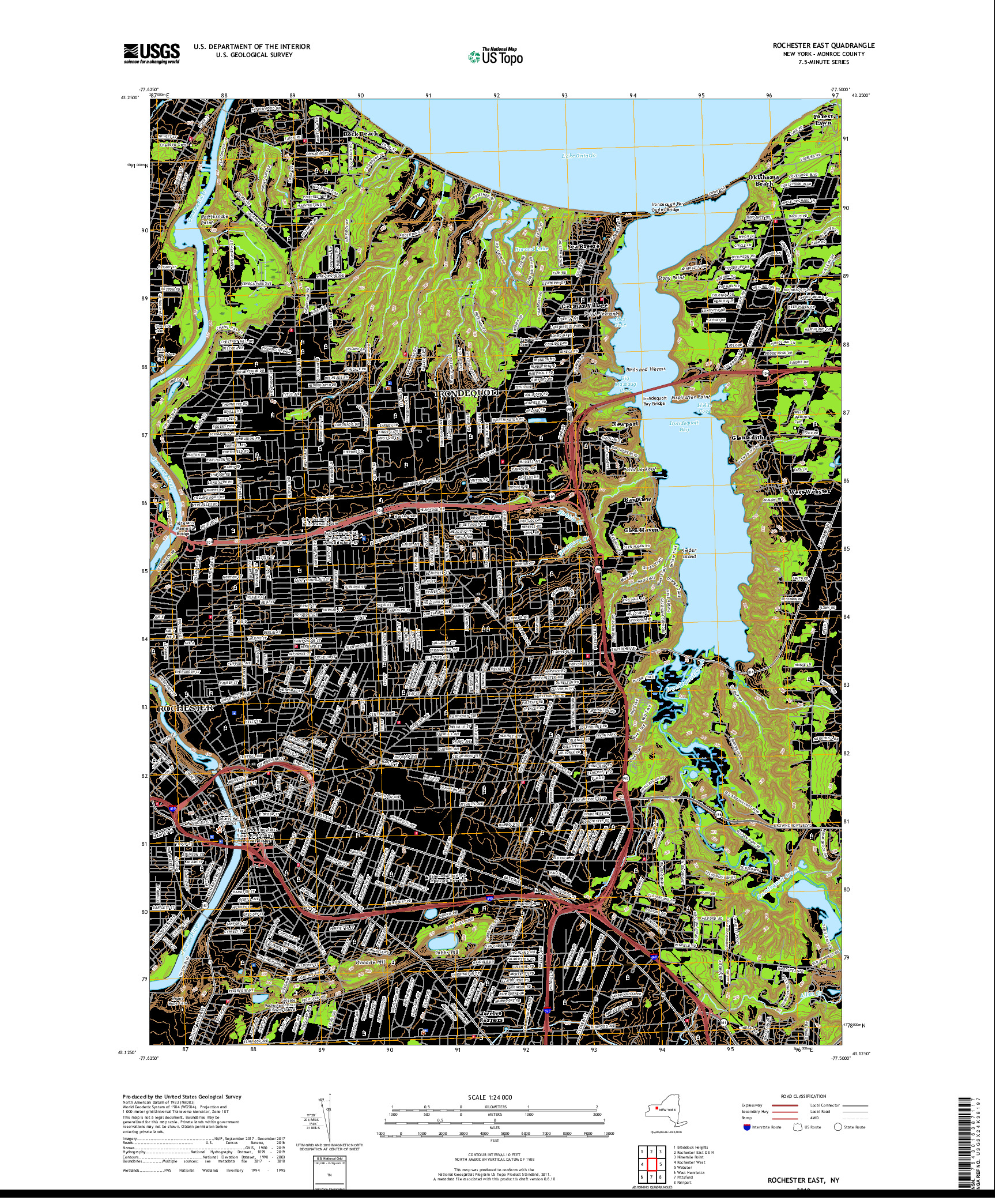 USGS US TOPO 7.5-MINUTE MAP FOR ROCHESTER EAST, NY 2019