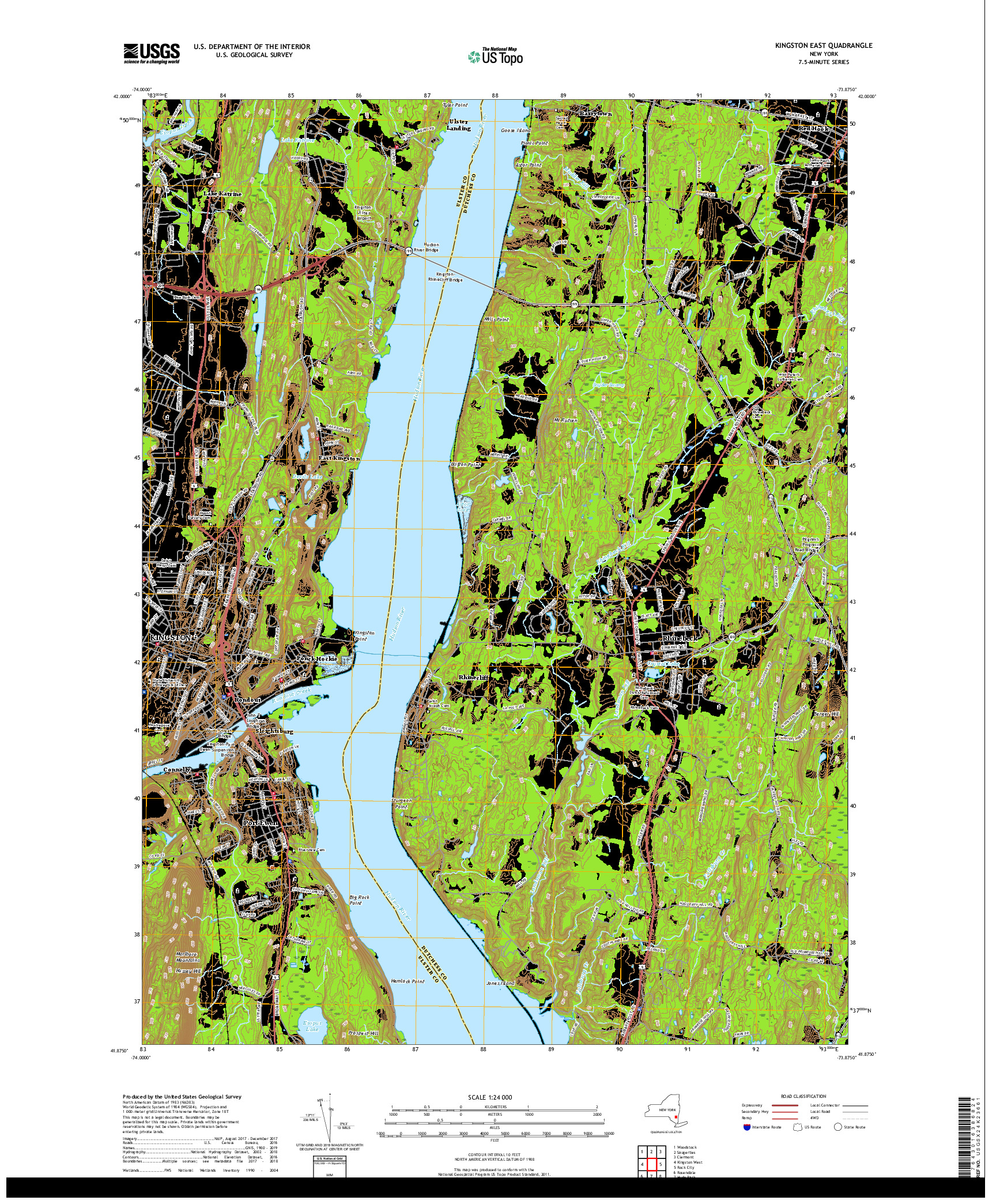 USGS US TOPO 7.5-MINUTE MAP FOR KINGSTON EAST, NY 2019
