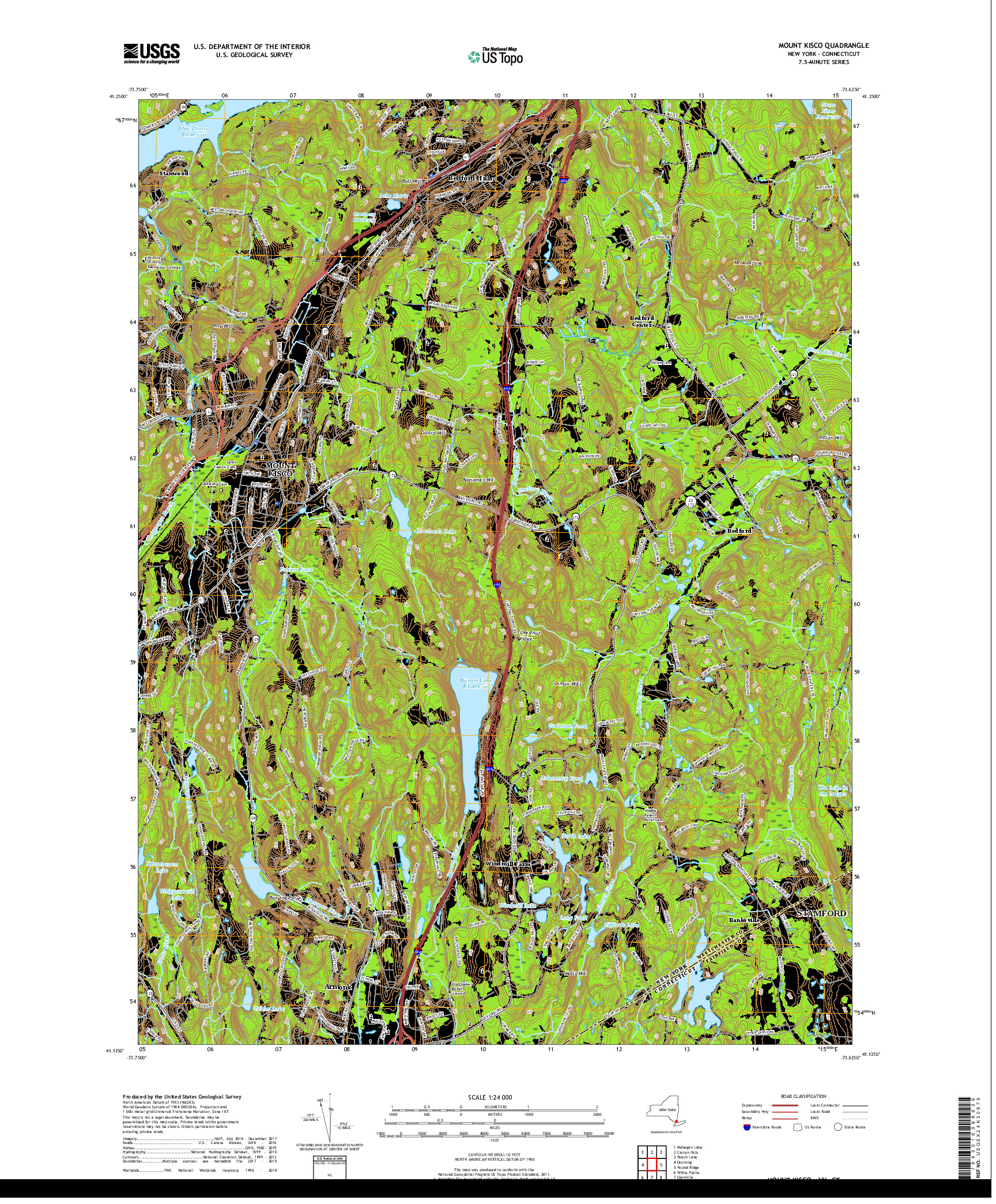 USGS US TOPO 7.5-MINUTE MAP FOR MOUNT KISCO, NY,CT 2019