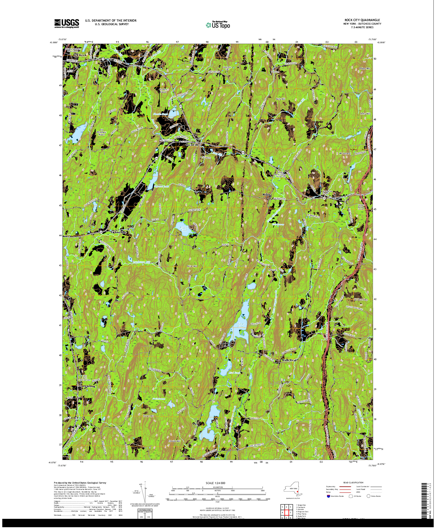 USGS US TOPO 7.5-MINUTE MAP FOR ROCK CITY, NY 2019