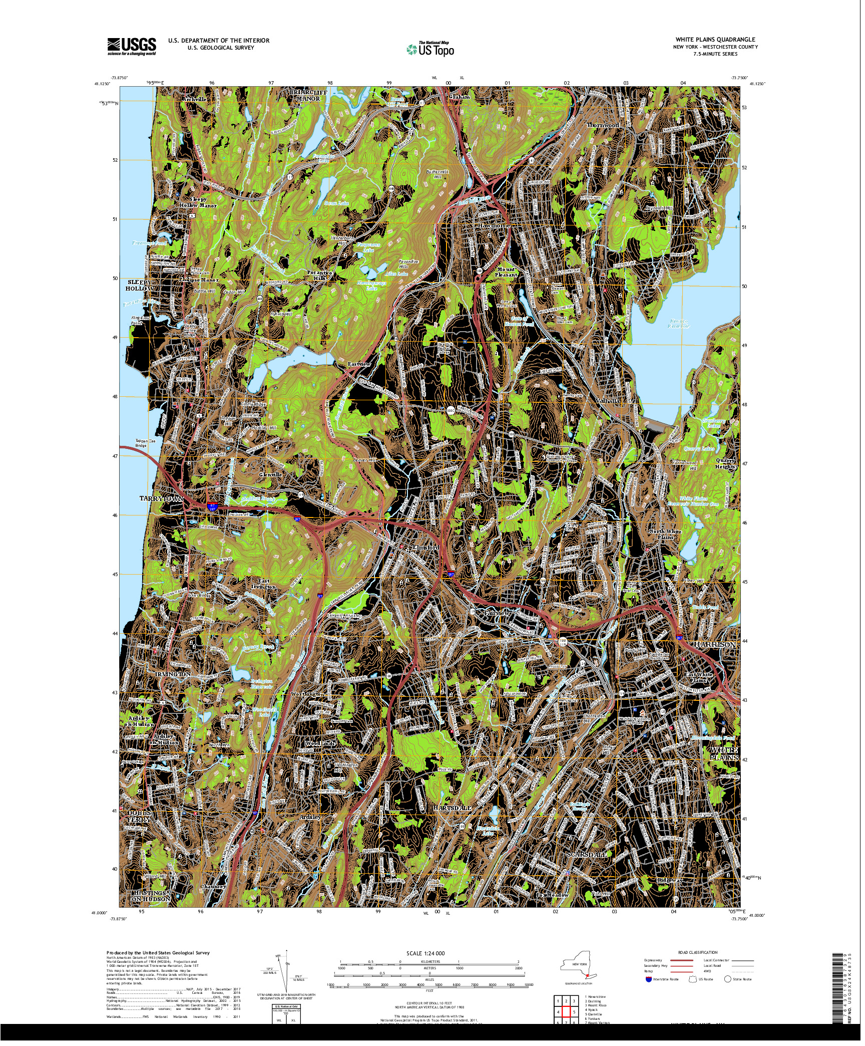 USGS US TOPO 7.5-MINUTE MAP FOR WHITE PLAINS, NY 2019