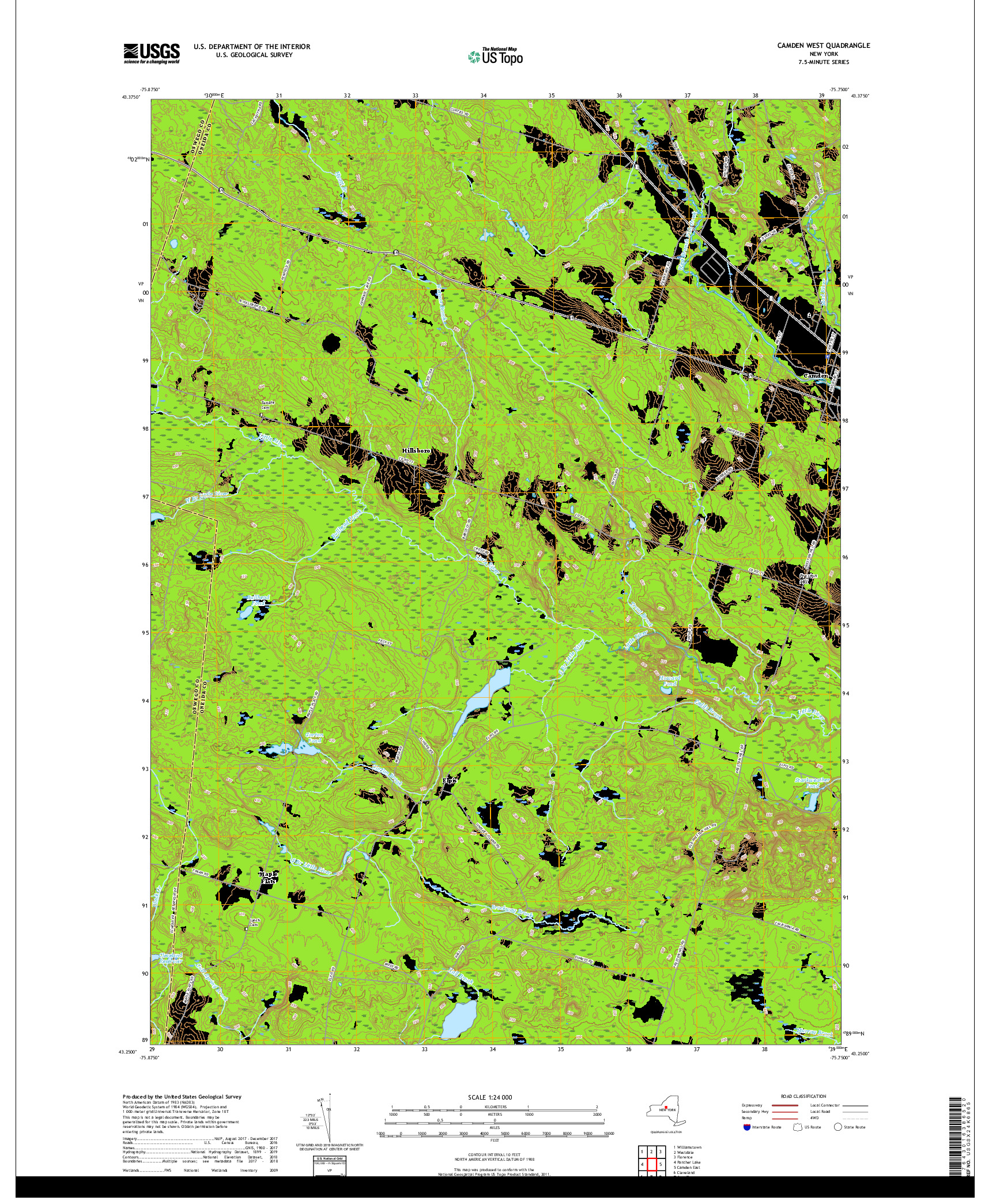 USGS US TOPO 7.5-MINUTE MAP FOR CAMDEN WEST, NY 2019