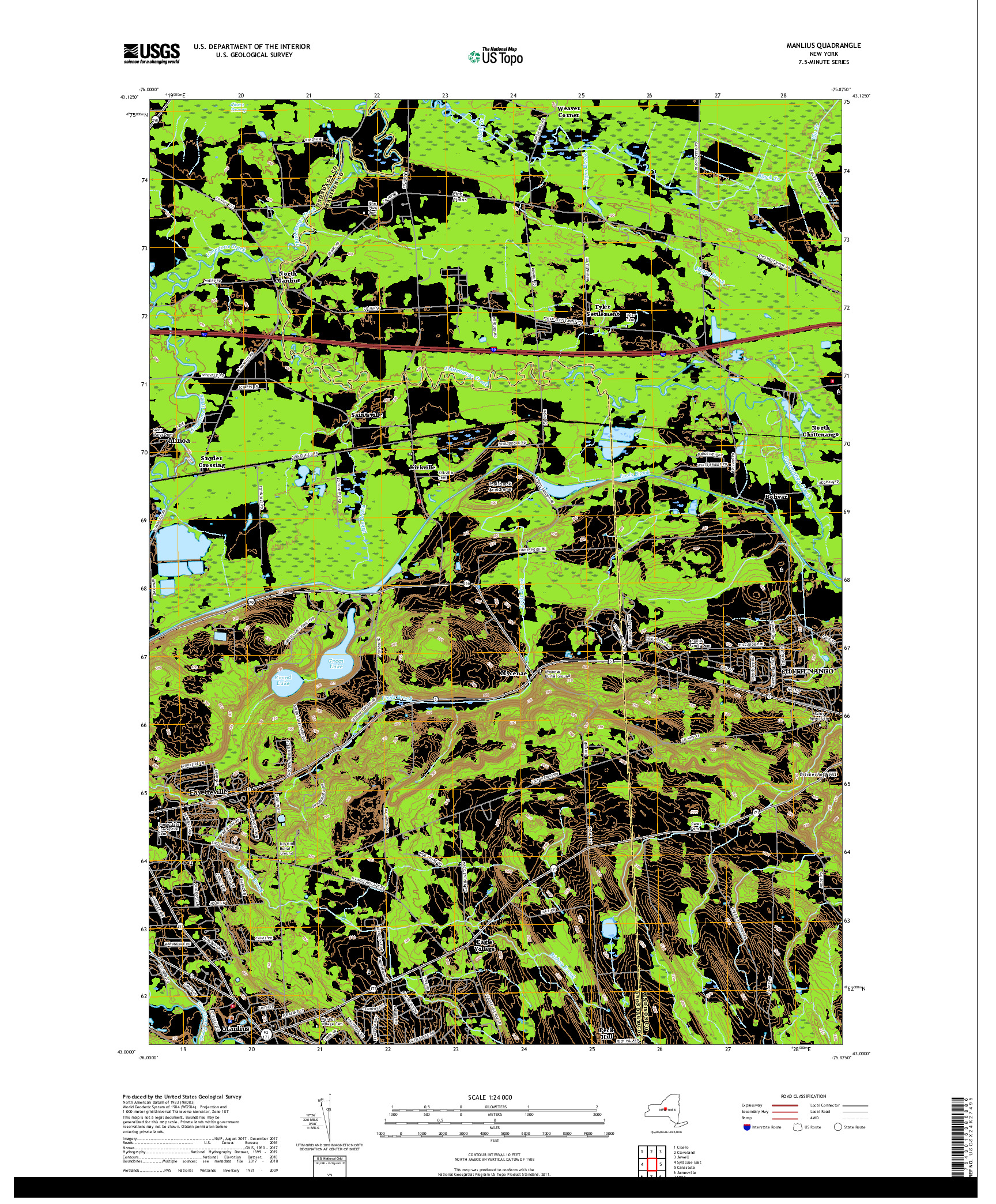 USGS US TOPO 7.5-MINUTE MAP FOR MANLIUS, NY 2019