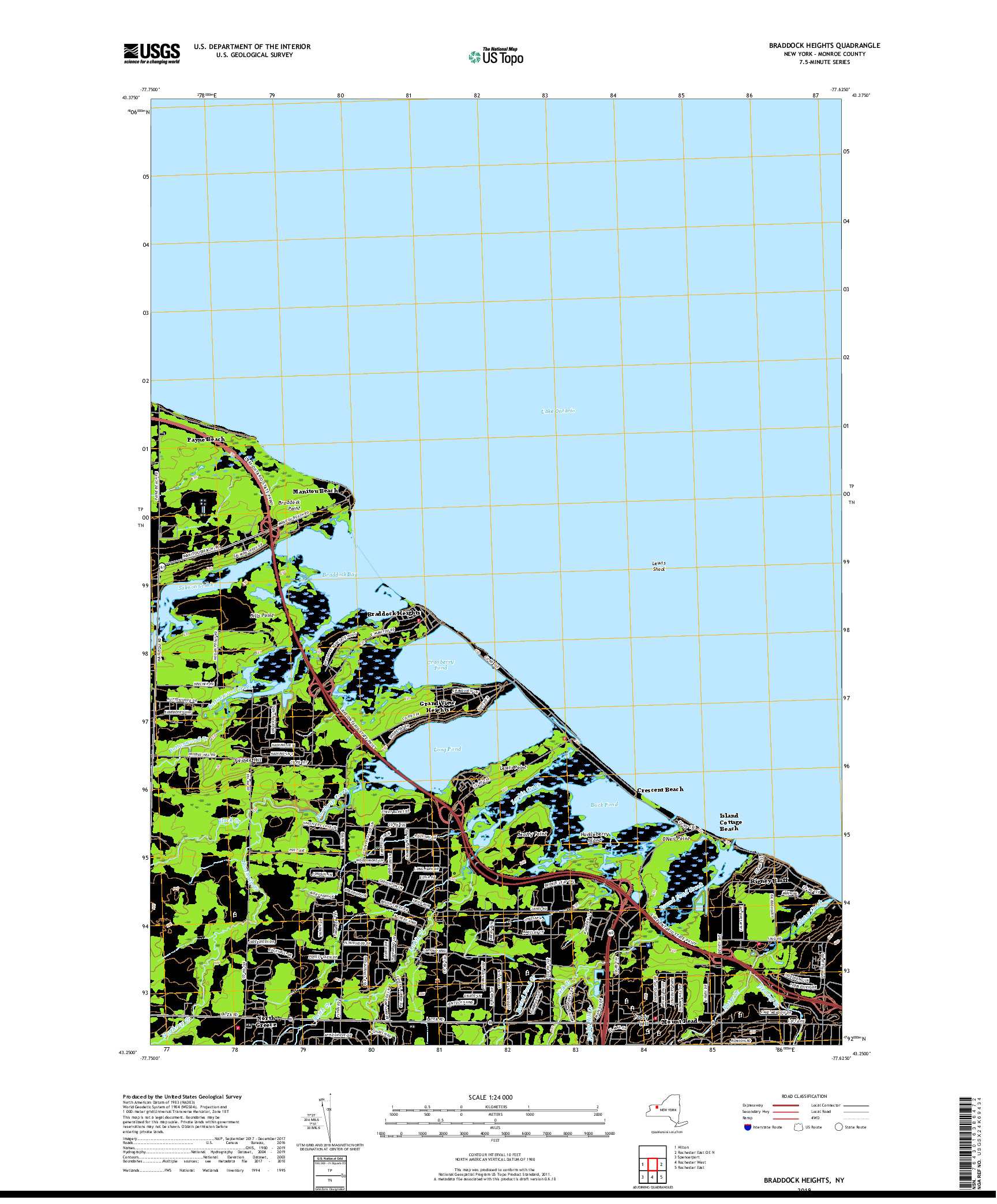 USGS US TOPO 7.5-MINUTE MAP FOR BRADDOCK HEIGHTS, NY 2019