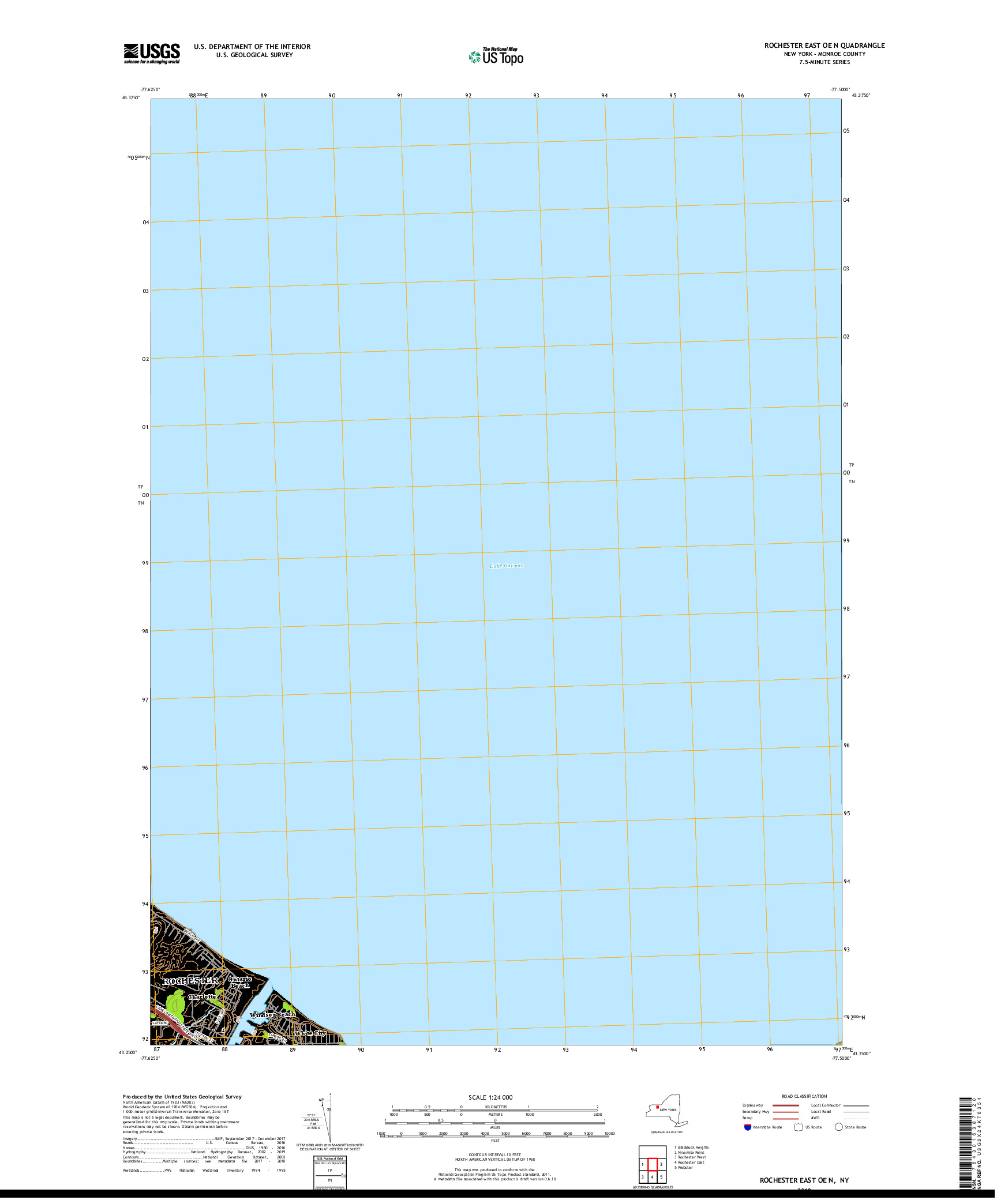 USGS US TOPO 7.5-MINUTE MAP FOR ROCHESTER EAST OE N, NY 2019