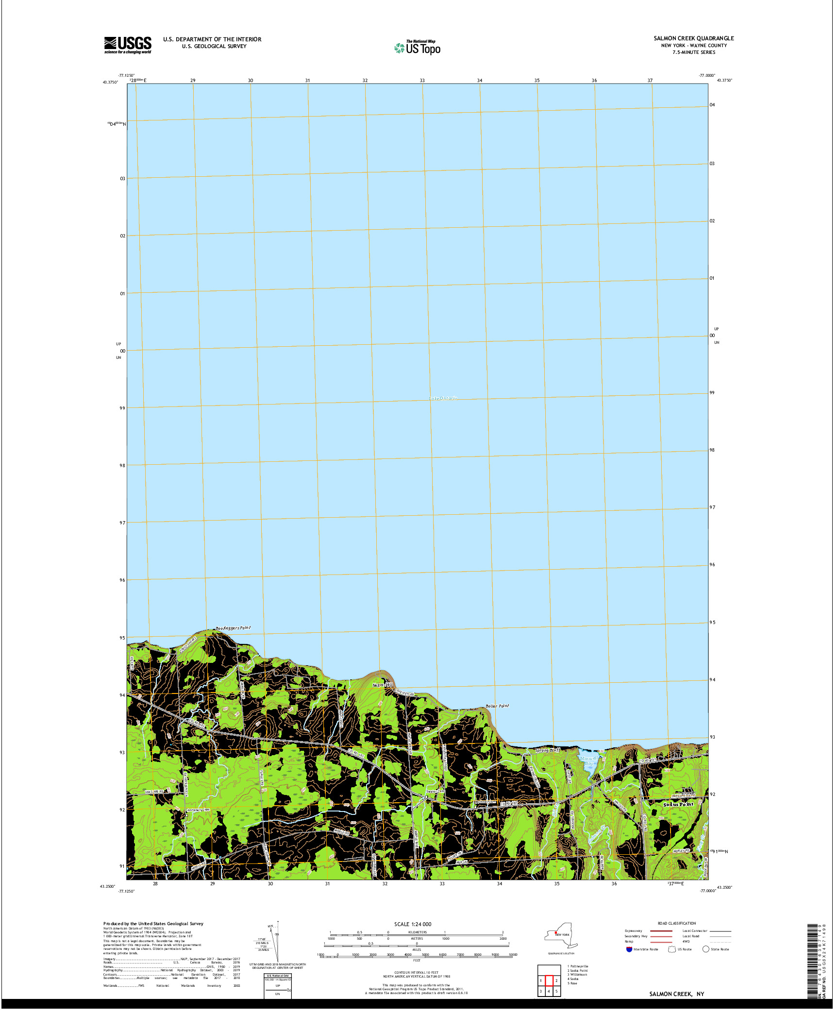 USGS US TOPO 7.5-MINUTE MAP FOR SALMON CREEK, NY 2019