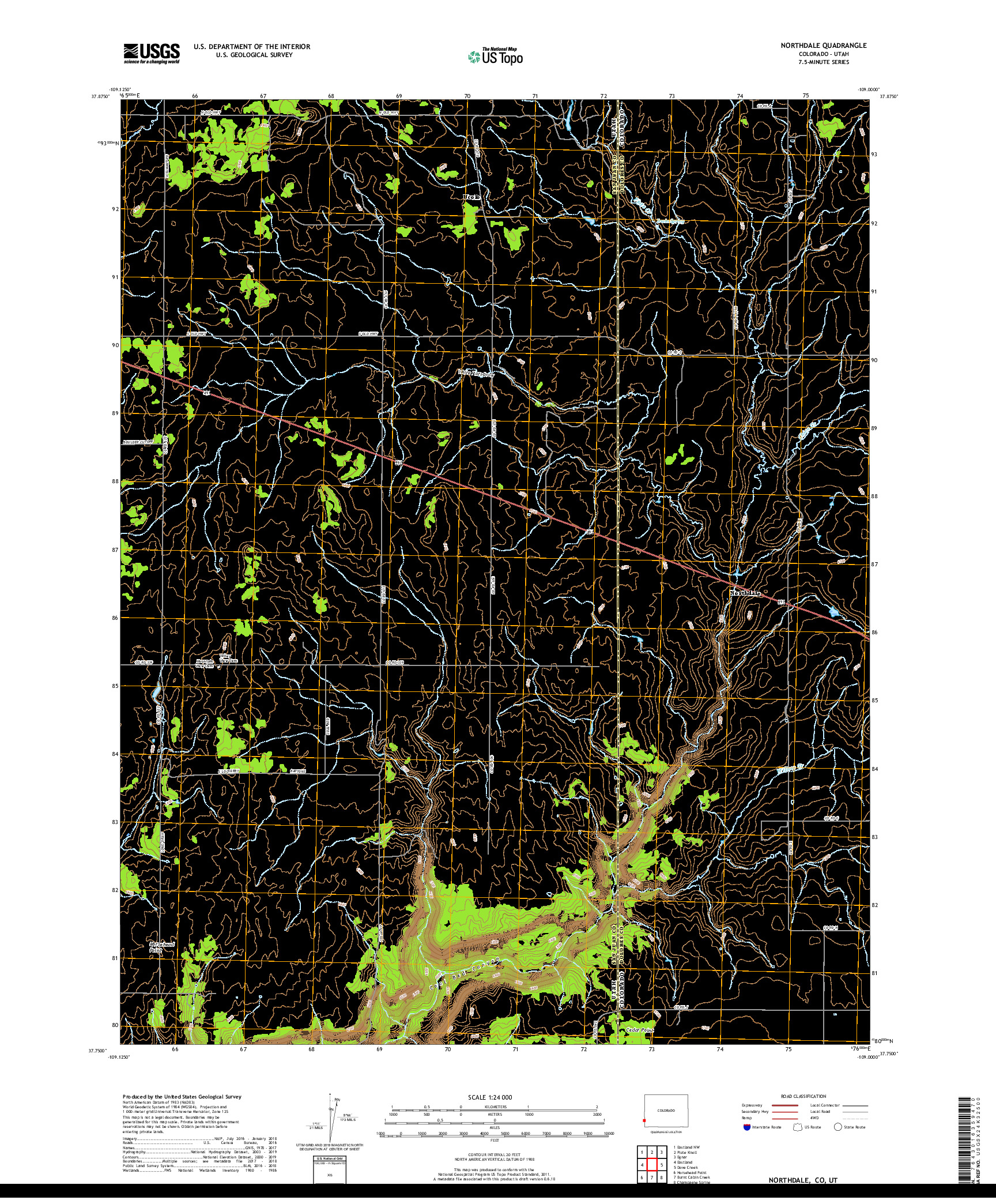 USGS US TOPO 7.5-MINUTE MAP FOR NORTHDALE, CO,UT 2019