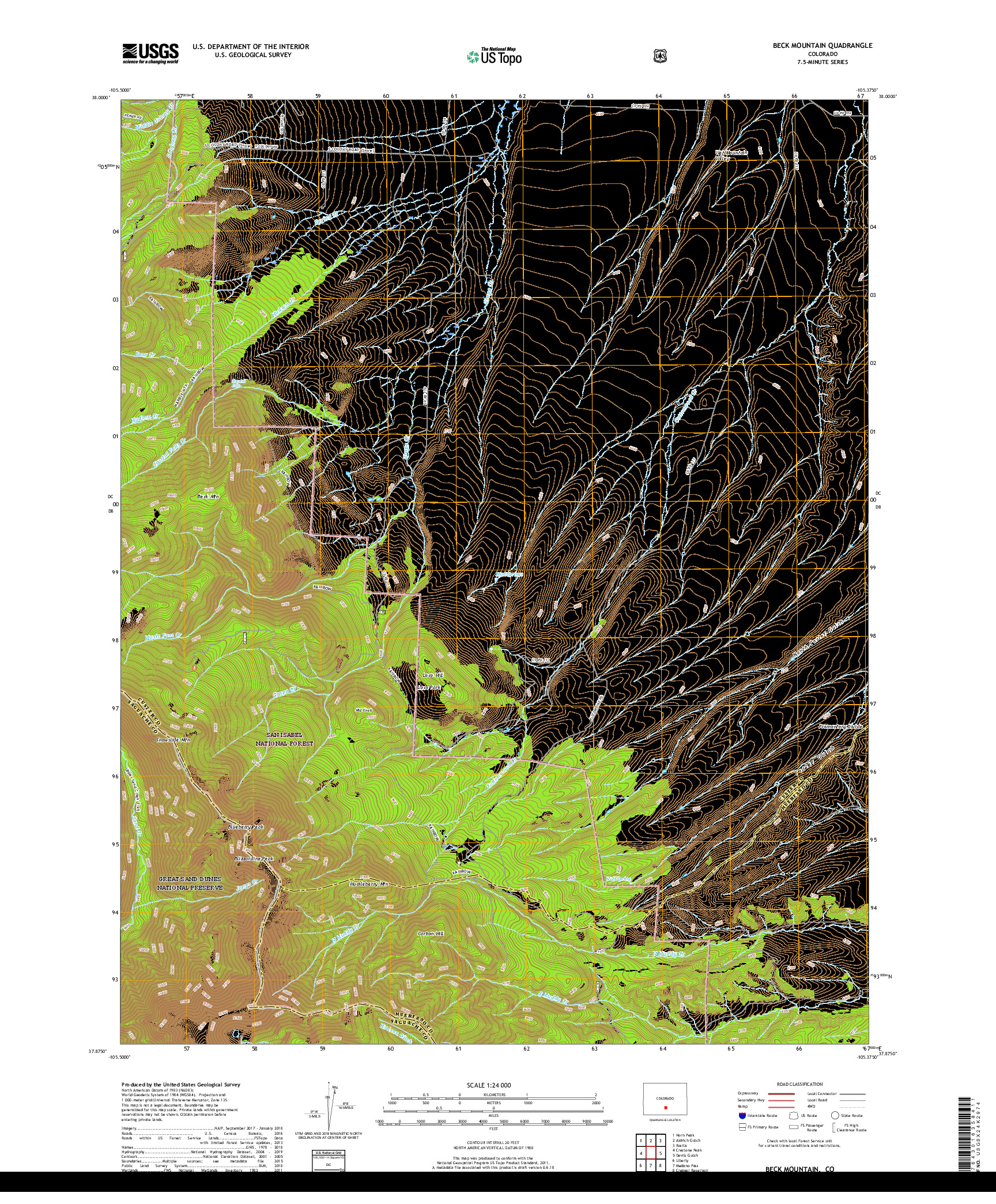 USGS US TOPO 7.5-MINUTE MAP FOR BECK MOUNTAIN, CO 2019