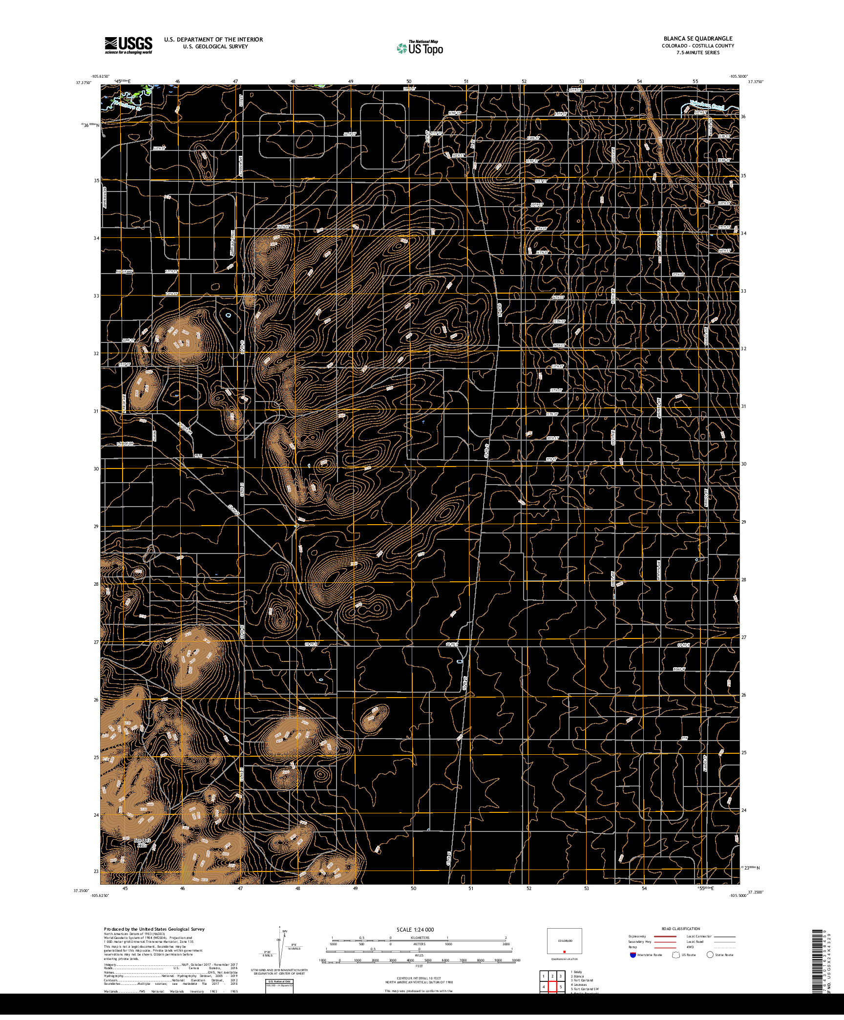 USGS US TOPO 7.5-MINUTE MAP FOR BLANCA SE, CO 2019