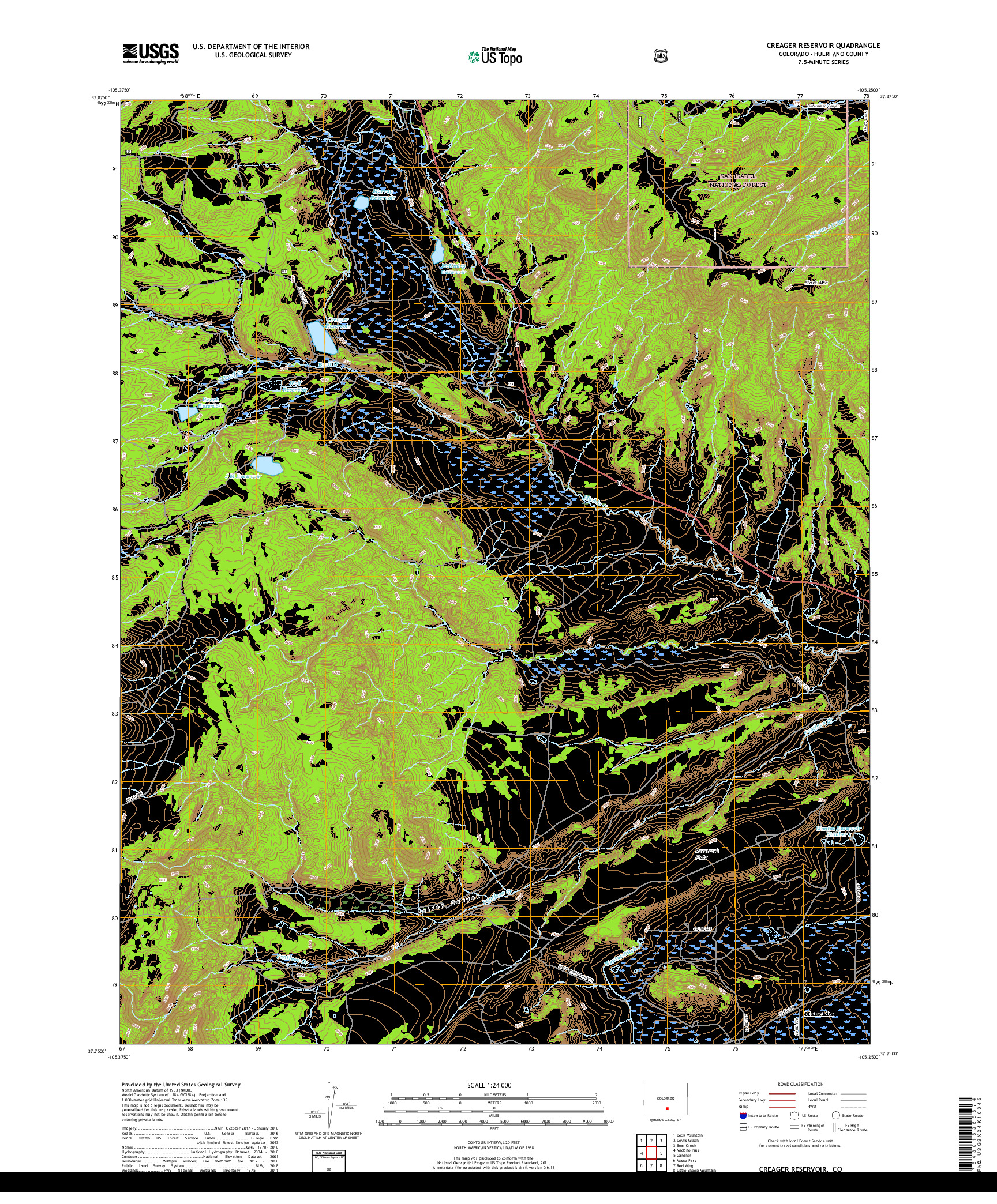 USGS US TOPO 7.5-MINUTE MAP FOR CREAGER RESERVOIR, CO 2019