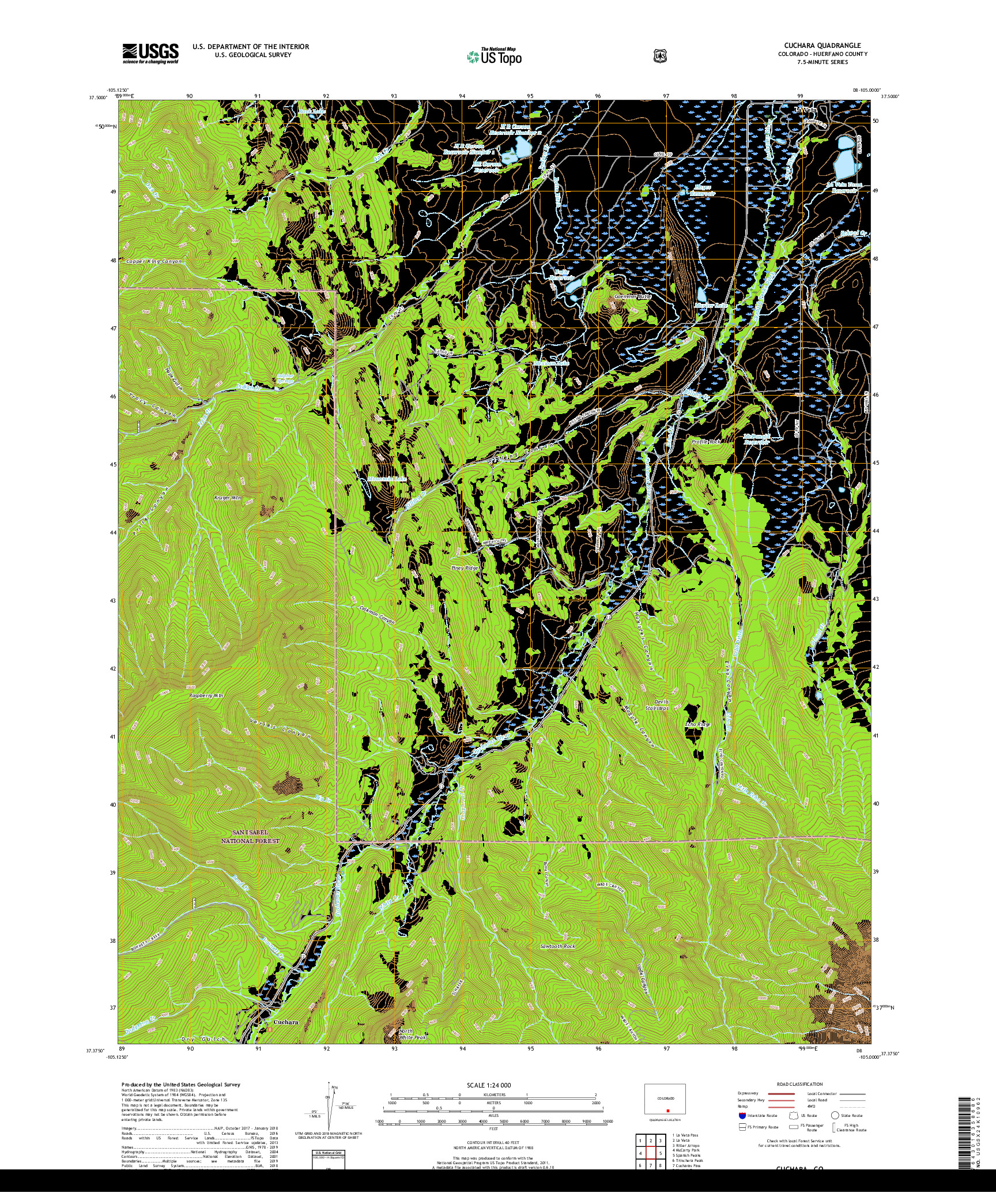 USGS US TOPO 7.5-MINUTE MAP FOR CUCHARA, CO 2019