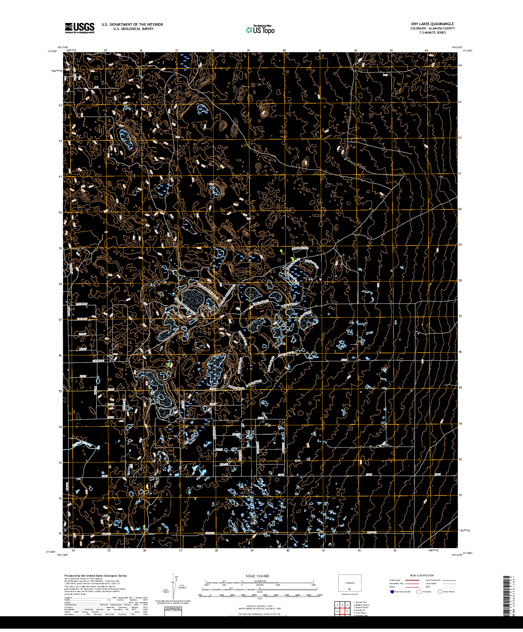 USGS US TOPO 7.5-MINUTE MAP FOR DRY LAKES, CO 2019