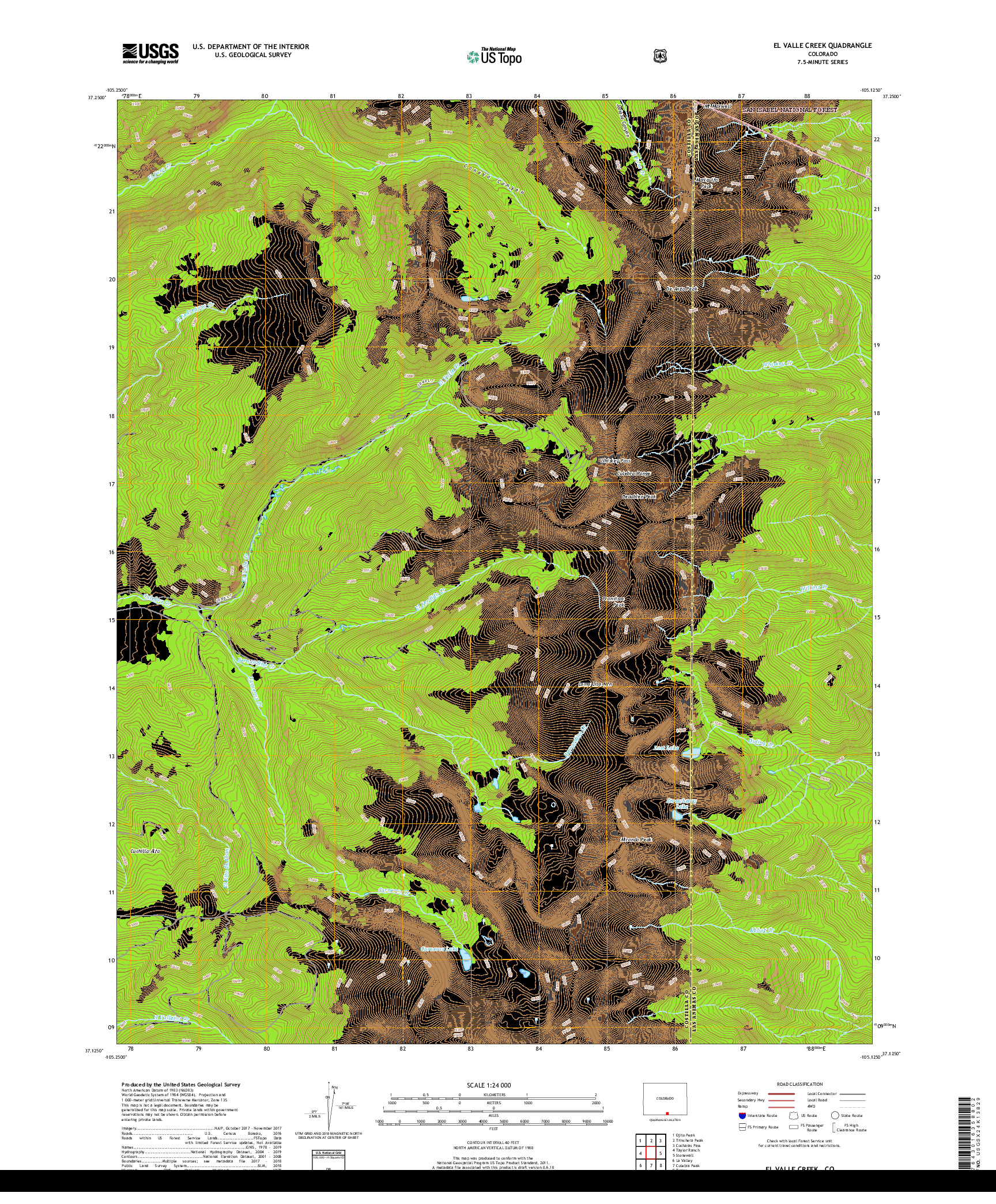 USGS US TOPO 7.5-MINUTE MAP FOR EL VALLE CREEK, CO 2019