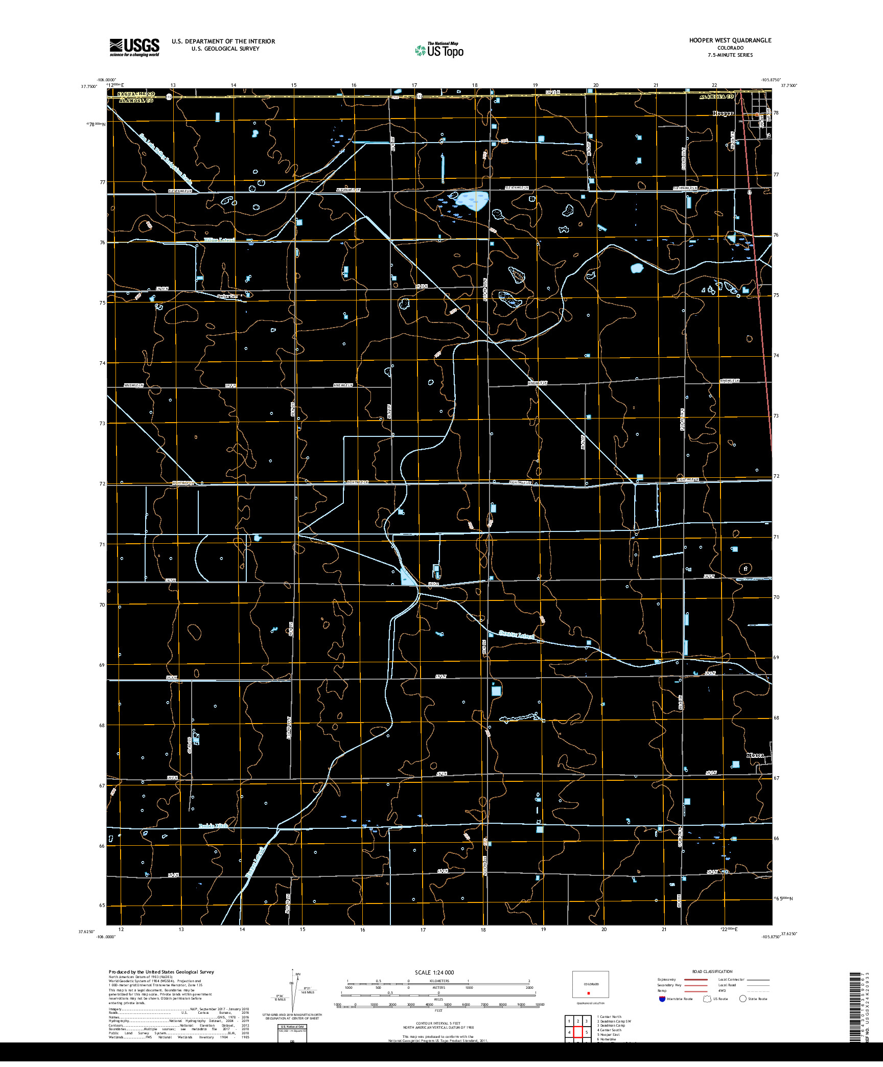 USGS US TOPO 7.5-MINUTE MAP FOR HOOPER WEST, CO 2019