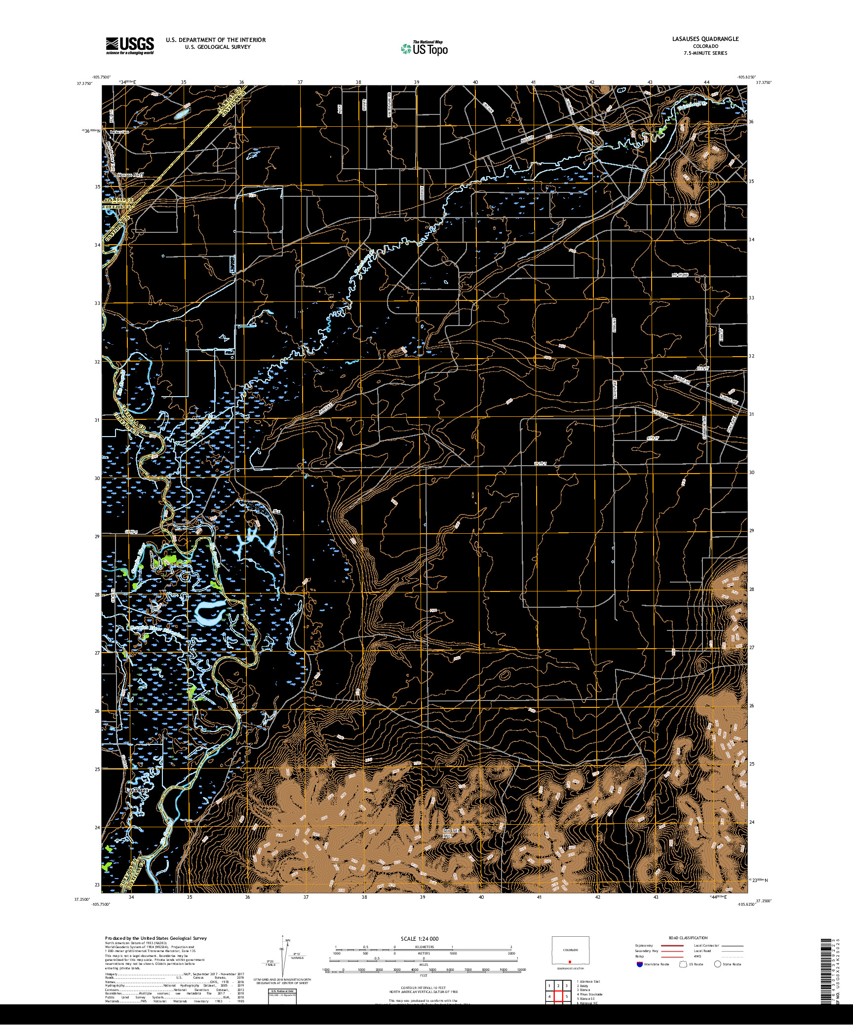 USGS US TOPO 7.5-MINUTE MAP FOR LASAUSES, CO 2019