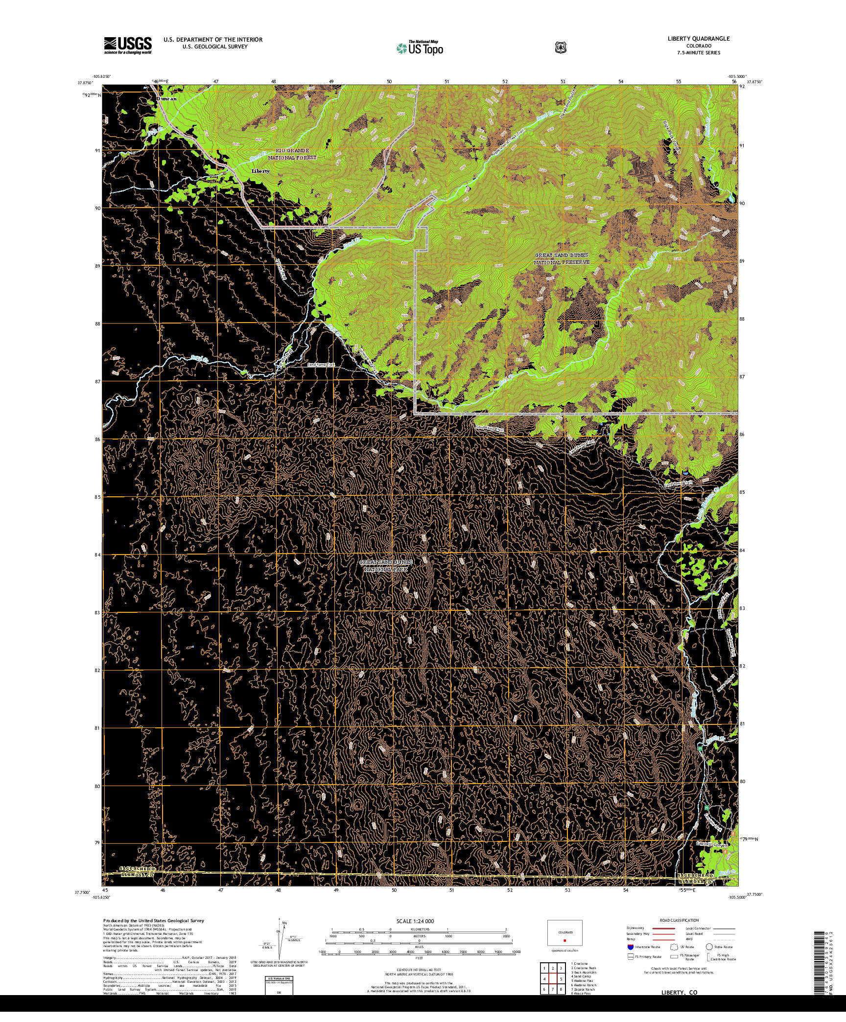 USGS US TOPO 7.5-MINUTE MAP FOR LIBERTY, CO 2019