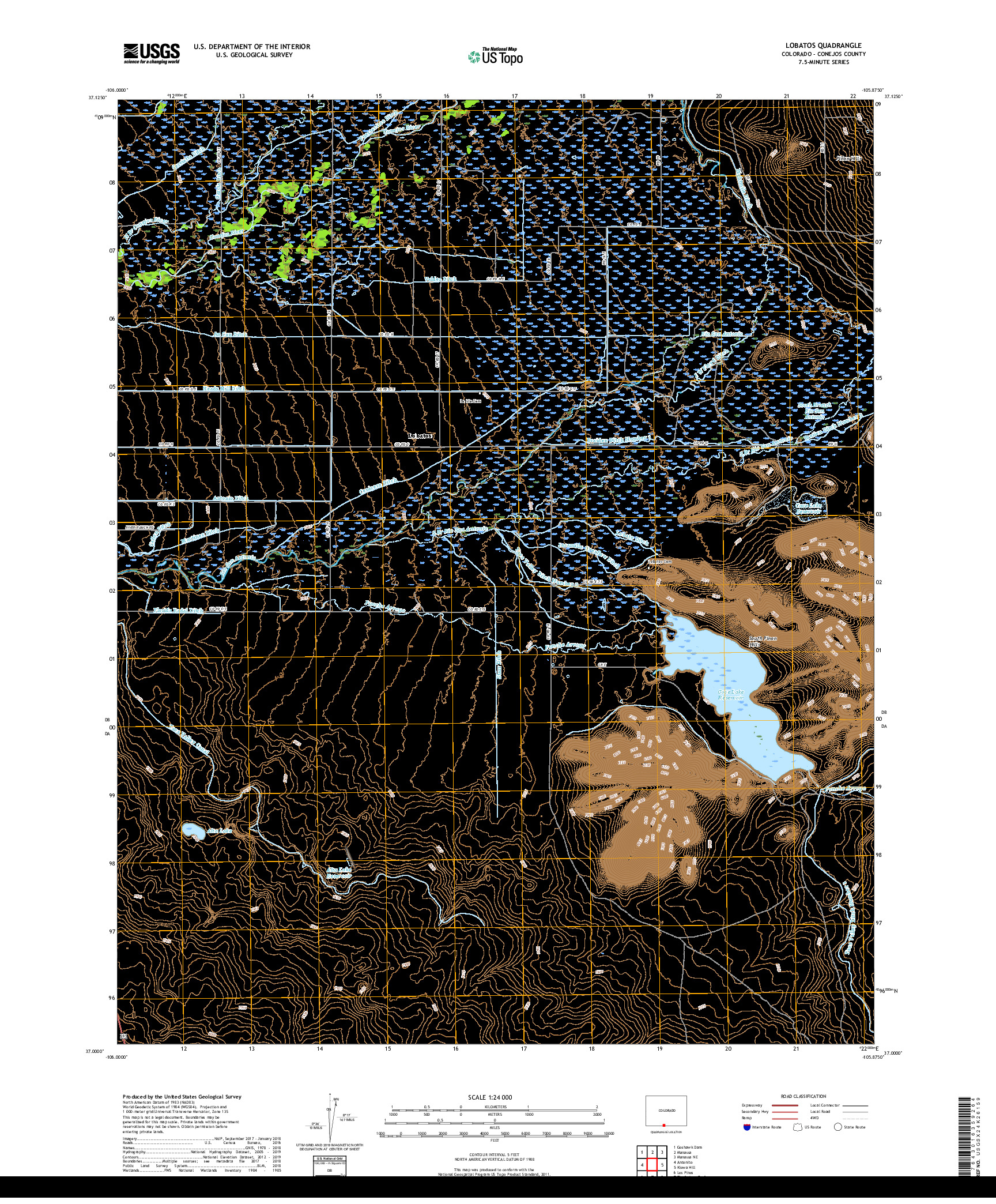 USGS US TOPO 7.5-MINUTE MAP FOR LOBATOS, CO 2019