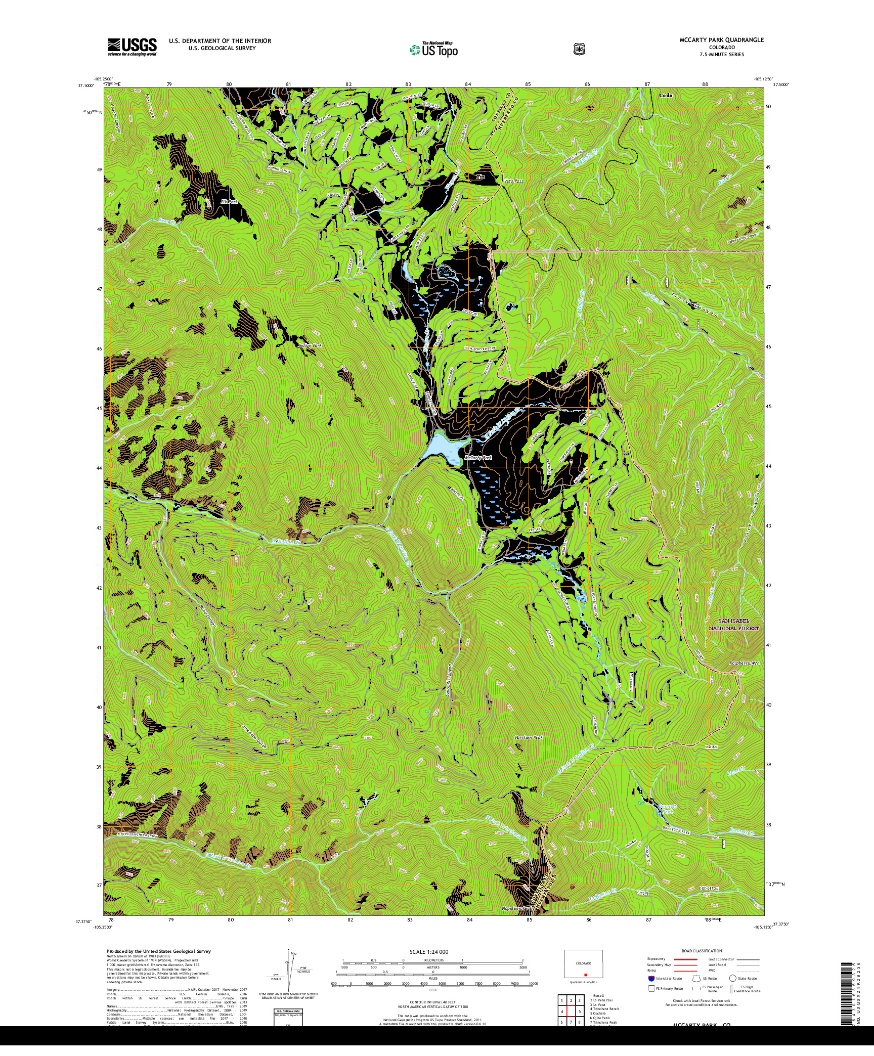 USGS US TOPO 7.5-MINUTE MAP FOR MCCARTY PARK, CO 2019