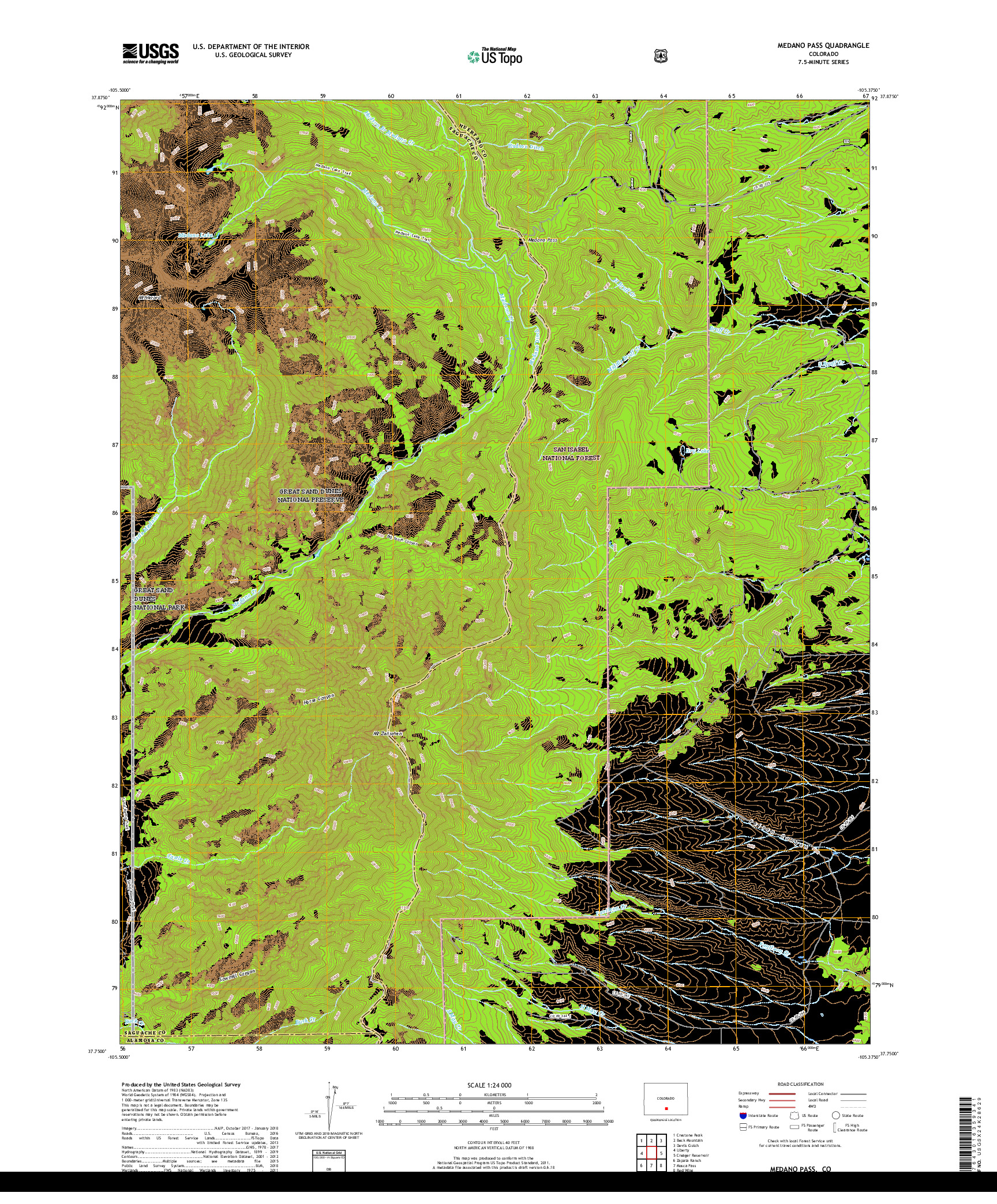 USGS US TOPO 7.5-MINUTE MAP FOR MEDANO PASS, CO 2019