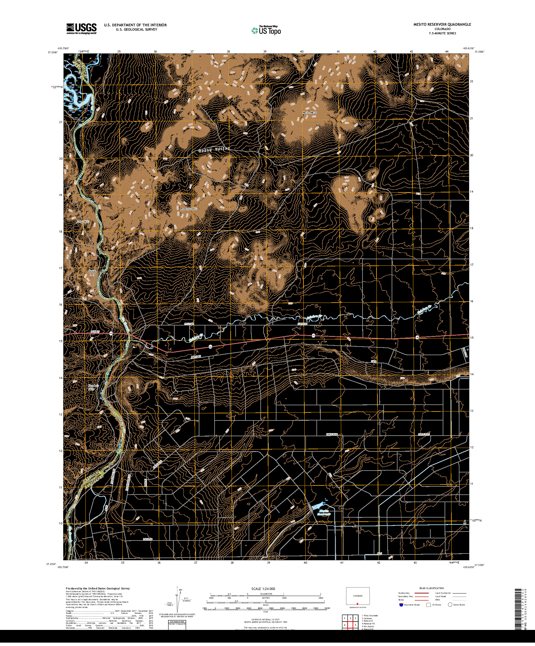USGS US TOPO 7.5-MINUTE MAP FOR MESITO RESERVOIR, CO 2019