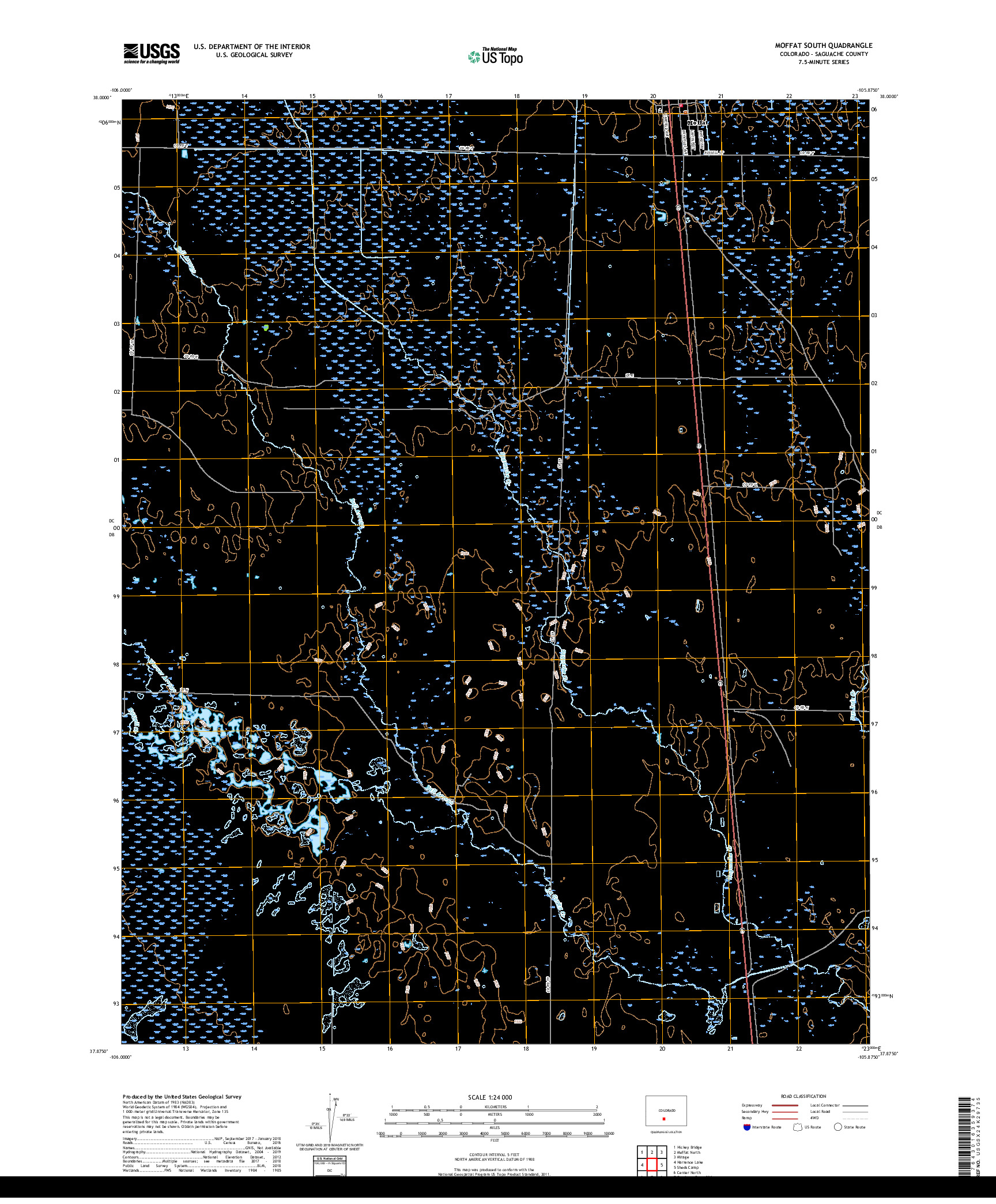 USGS US TOPO 7.5-MINUTE MAP FOR MOFFAT SOUTH, CO 2019