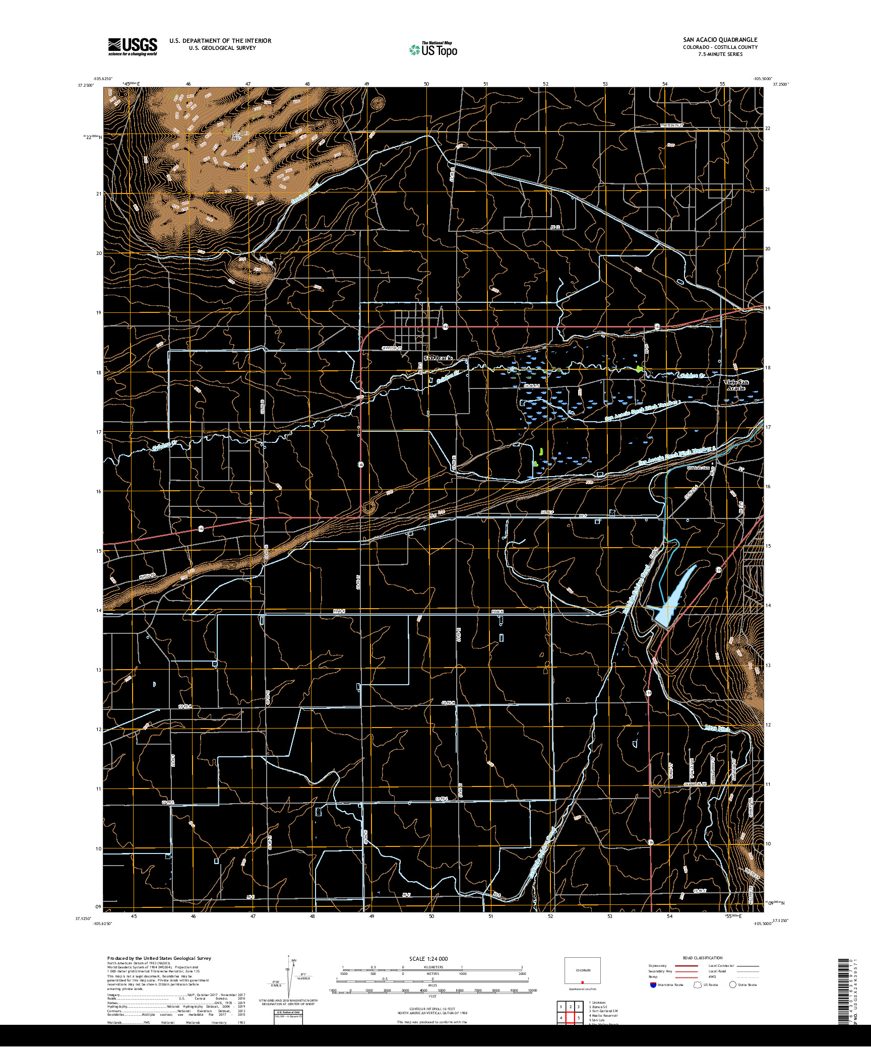 USGS US TOPO 7.5-MINUTE MAP FOR SAN ACACIO, CO 2019