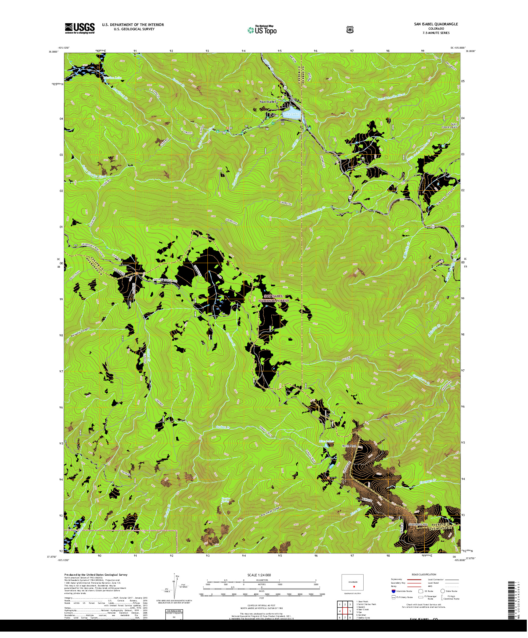 USGS US TOPO 7.5-MINUTE MAP FOR SAN ISABEL, CO 2019