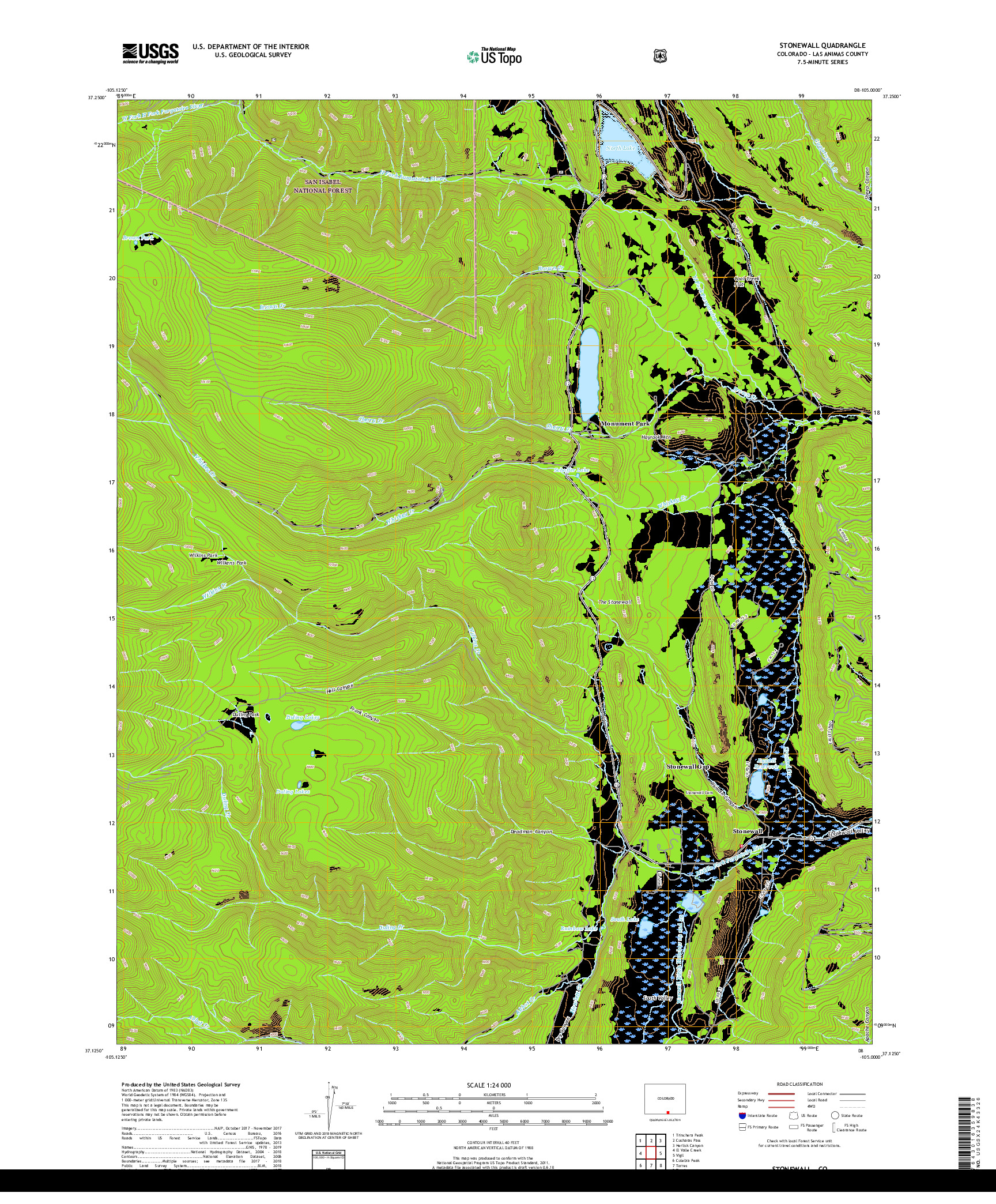 USGS US TOPO 7.5-MINUTE MAP FOR STONEWALL, CO 2019