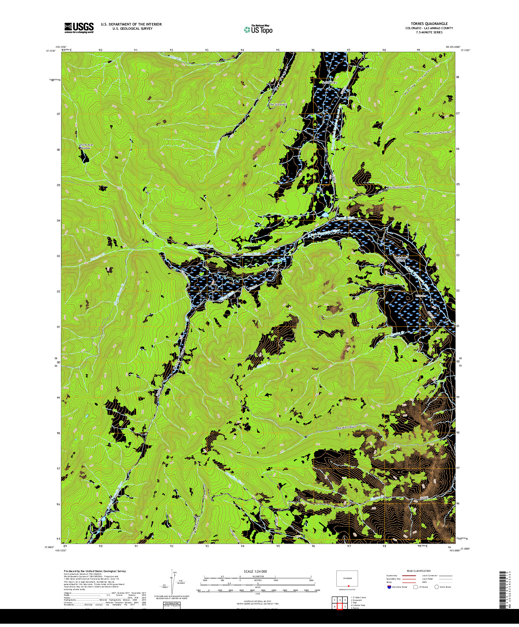 USGS US TOPO 7.5-MINUTE MAP FOR TORRES, CO 2019