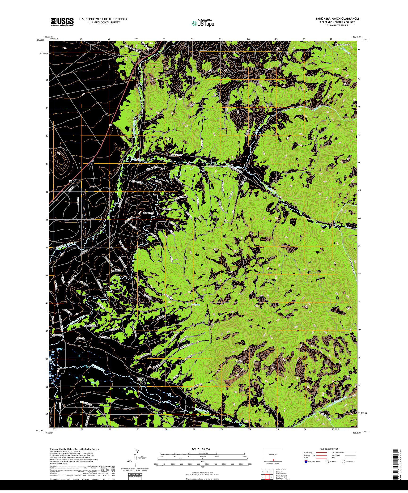 USGS US TOPO 7.5-MINUTE MAP FOR TRINCHERA RANCH, CO 2019