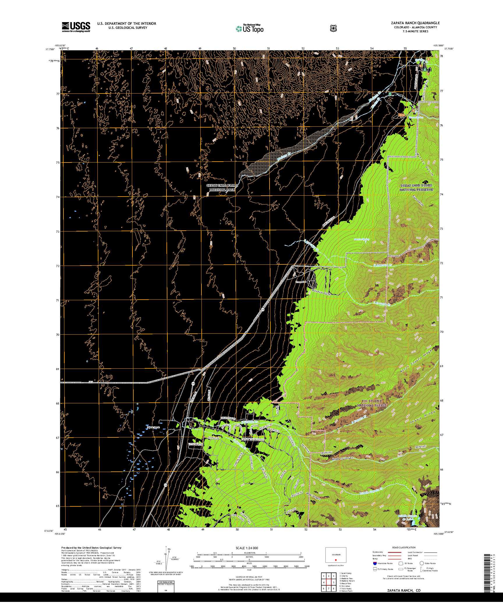 USGS US TOPO 7.5-MINUTE MAP FOR ZAPATA RANCH, CO 2019