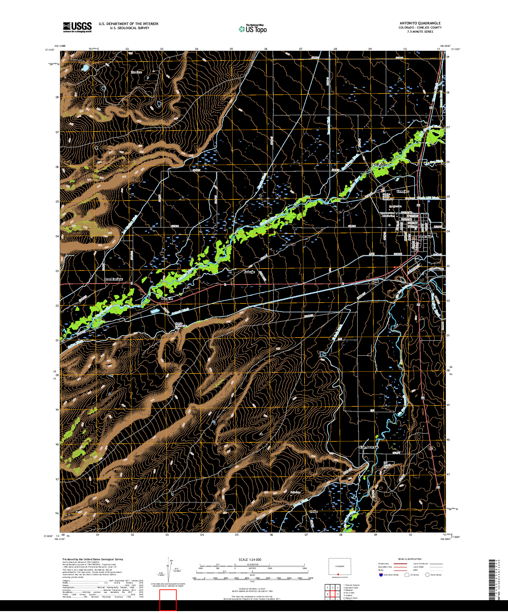 USGS US TOPO 7.5-MINUTE MAP FOR ANTONITO, CO 2019