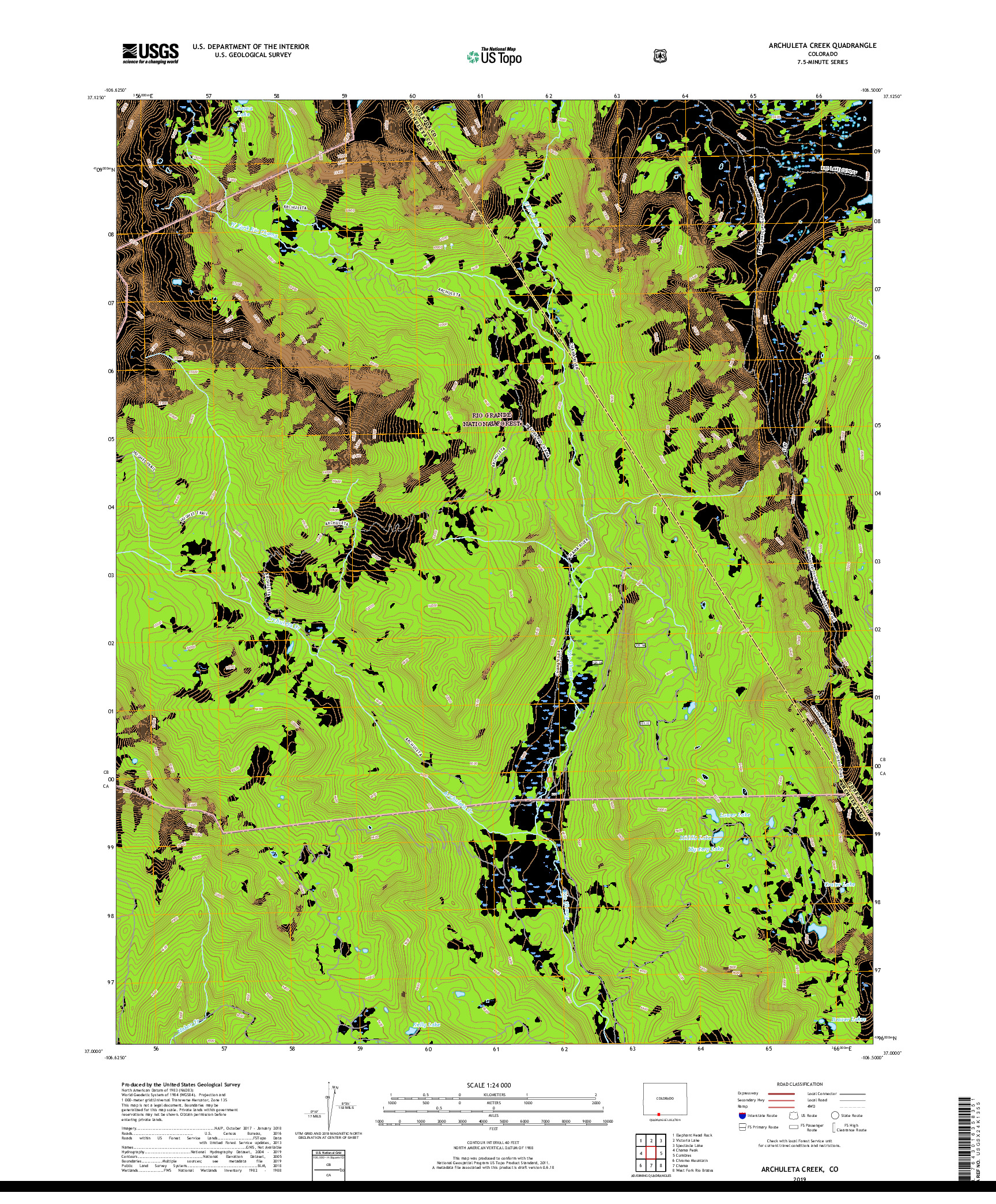 USGS US TOPO 7.5-MINUTE MAP FOR ARCHULETA CREEK, CO 2019