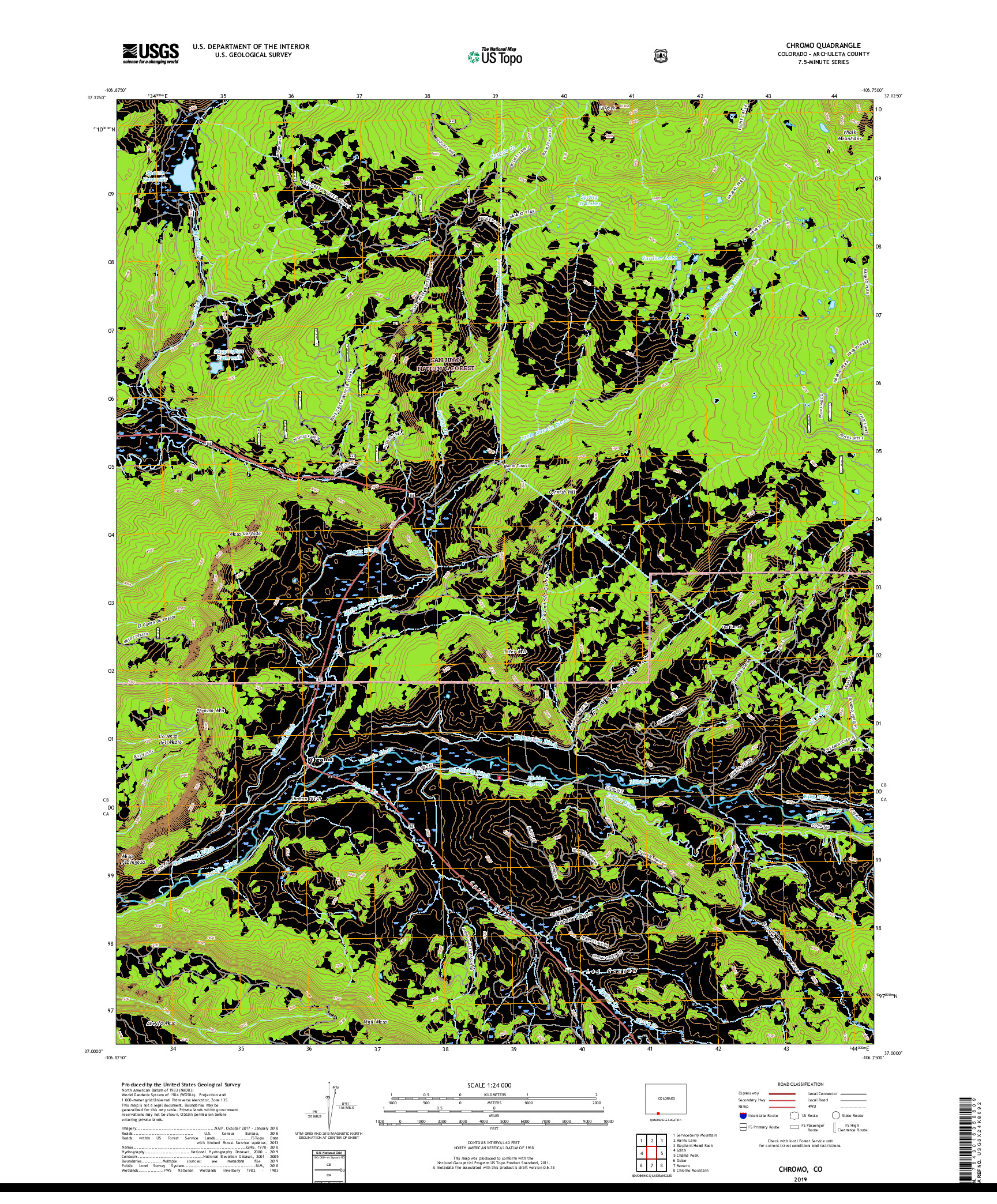 USGS US TOPO 7.5-MINUTE MAP FOR CHROMO, CO 2019