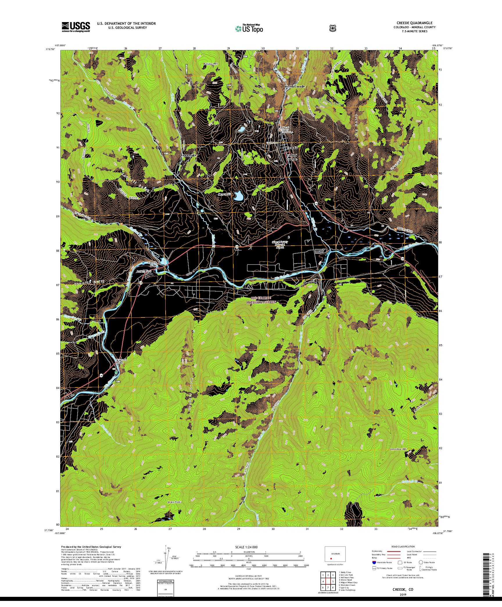 USGS US TOPO 7.5-MINUTE MAP FOR CREEDE, CO 2019