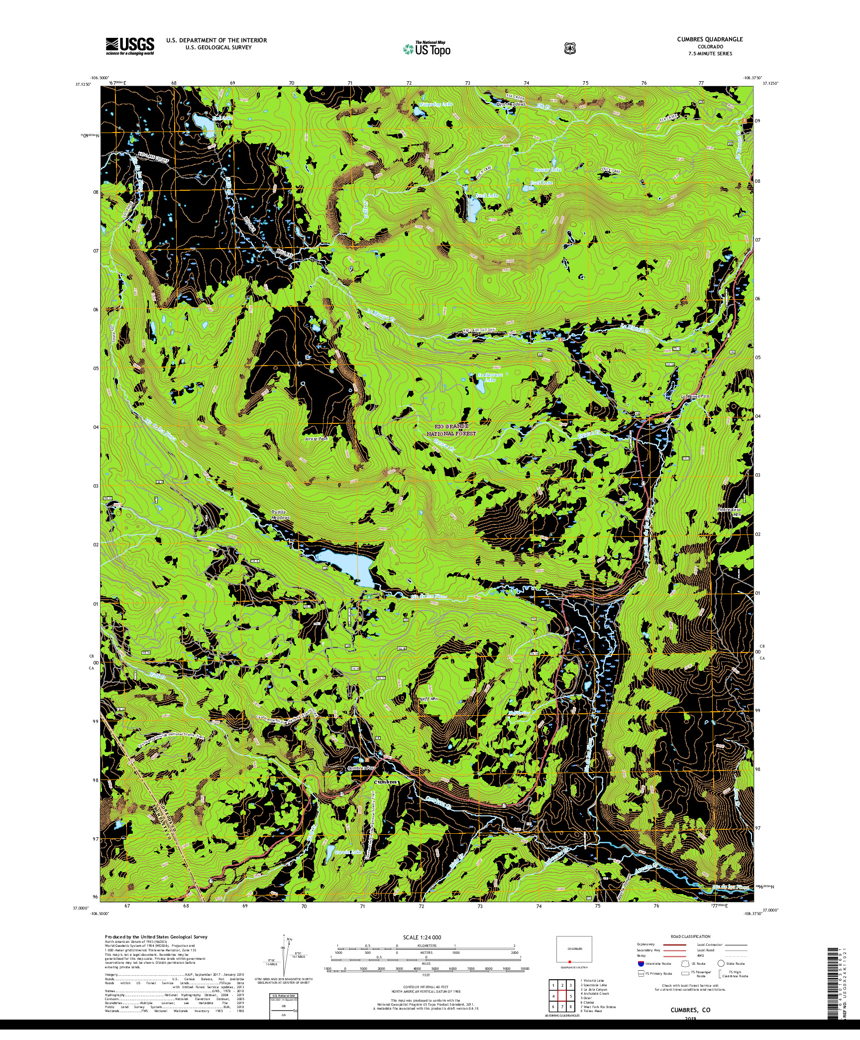 USGS US TOPO 7.5-MINUTE MAP FOR CUMBRES, CO 2019
