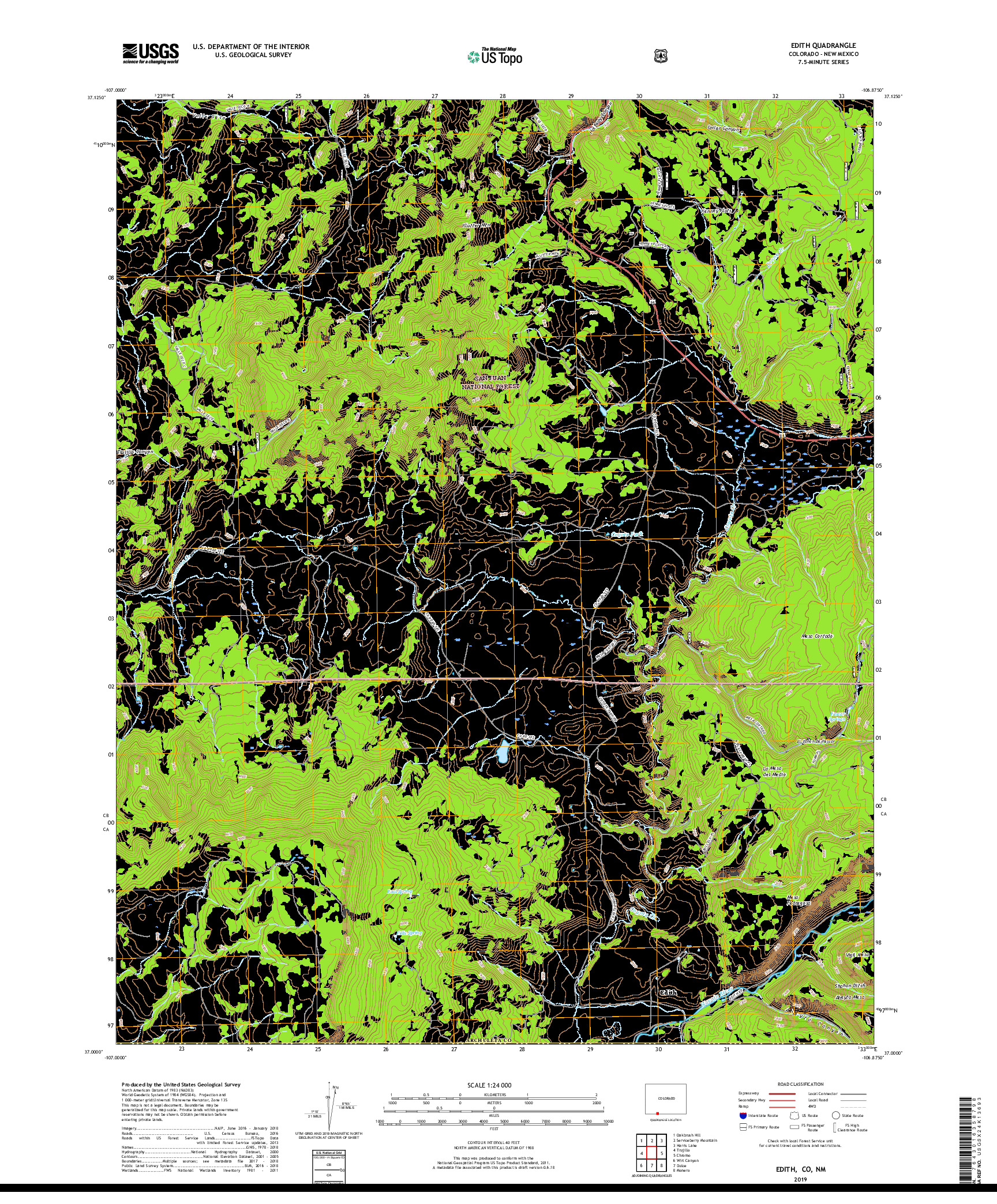 USGS US TOPO 7.5-MINUTE MAP FOR EDITH, CO,NM 2019