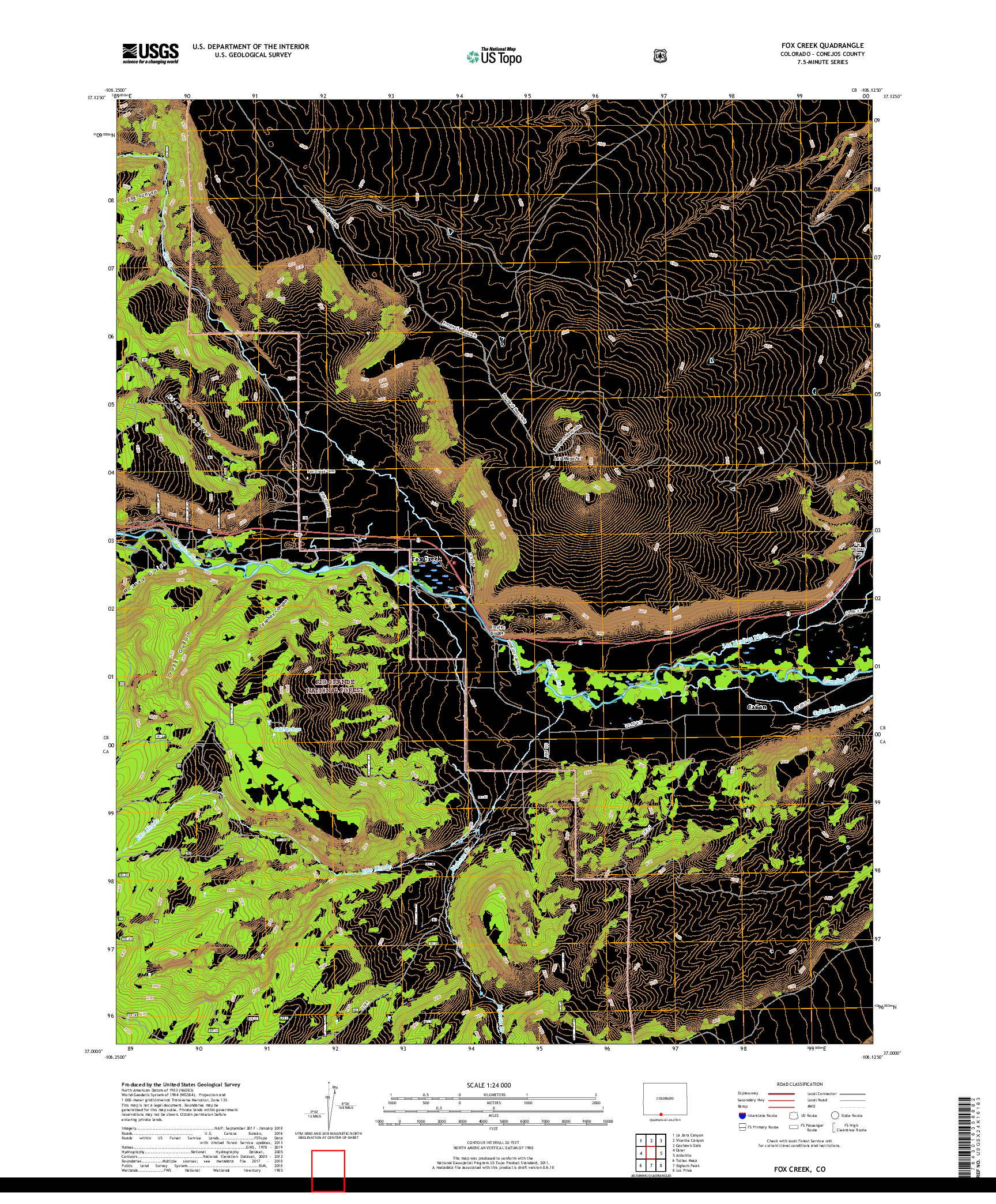 USGS US TOPO 7.5-MINUTE MAP FOR FOX CREEK, CO 2019