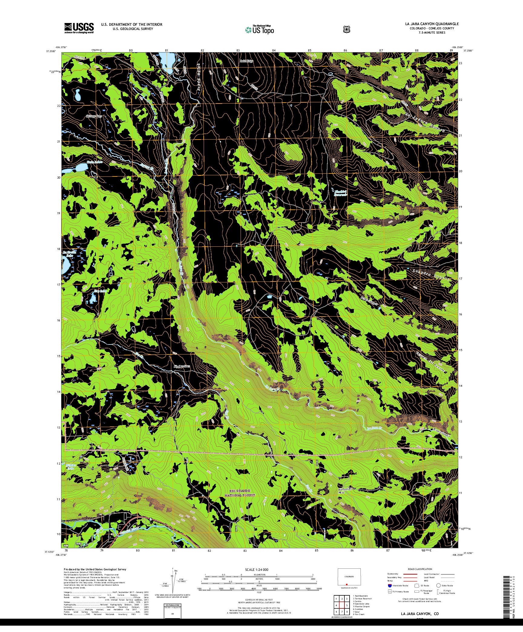 USGS US TOPO 7.5-MINUTE MAP FOR LA JARA CANYON, CO 2019