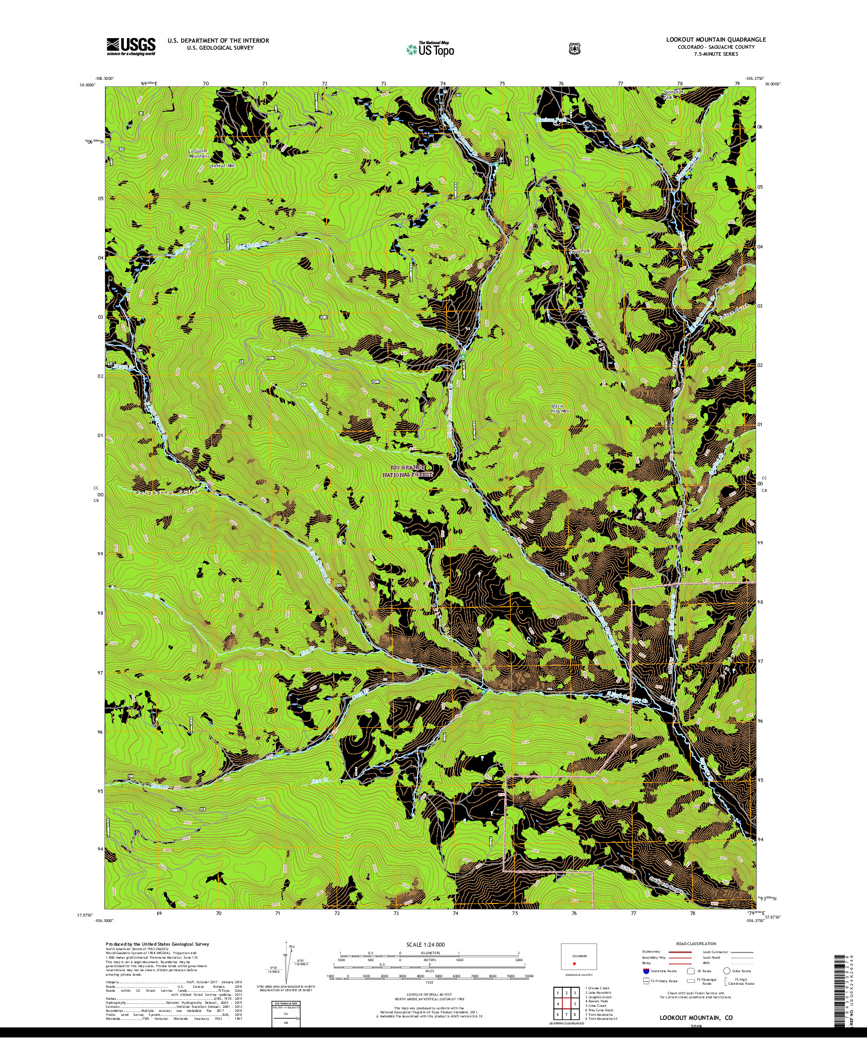 USGS US TOPO 7.5-MINUTE MAP FOR LOOKOUT MOUNTAIN, CO 2019