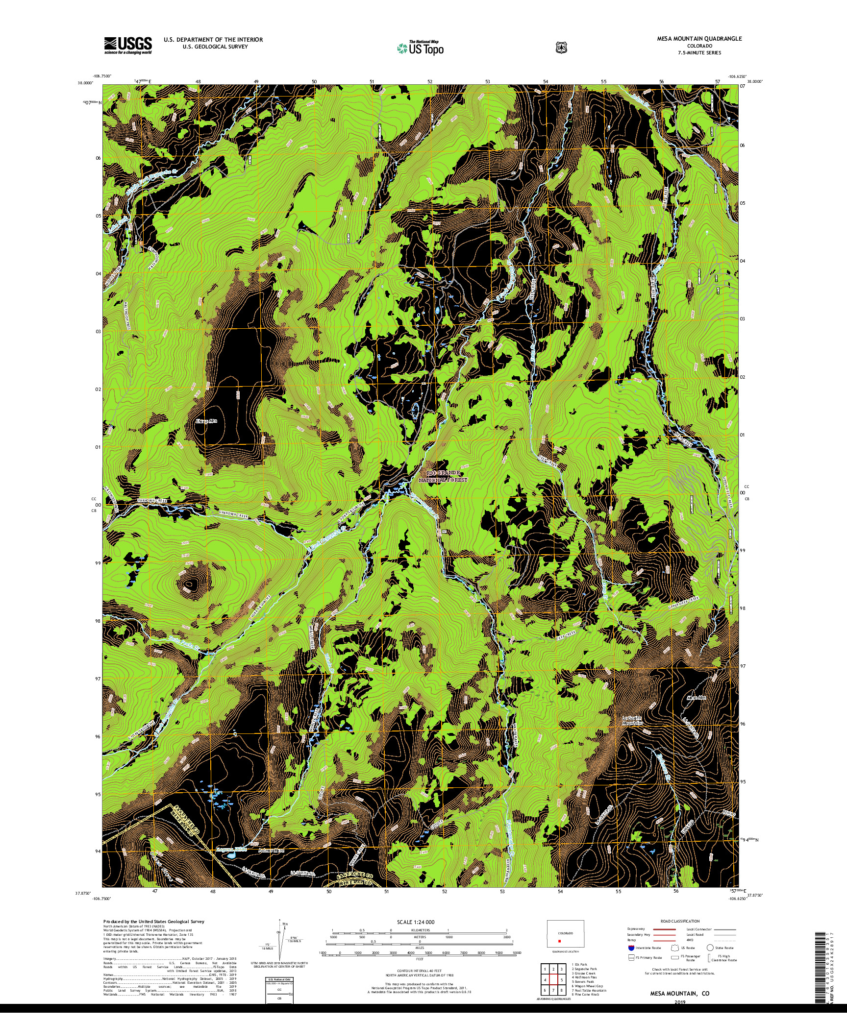 USGS US TOPO 7.5-MINUTE MAP FOR MESA MOUNTAIN, CO 2019