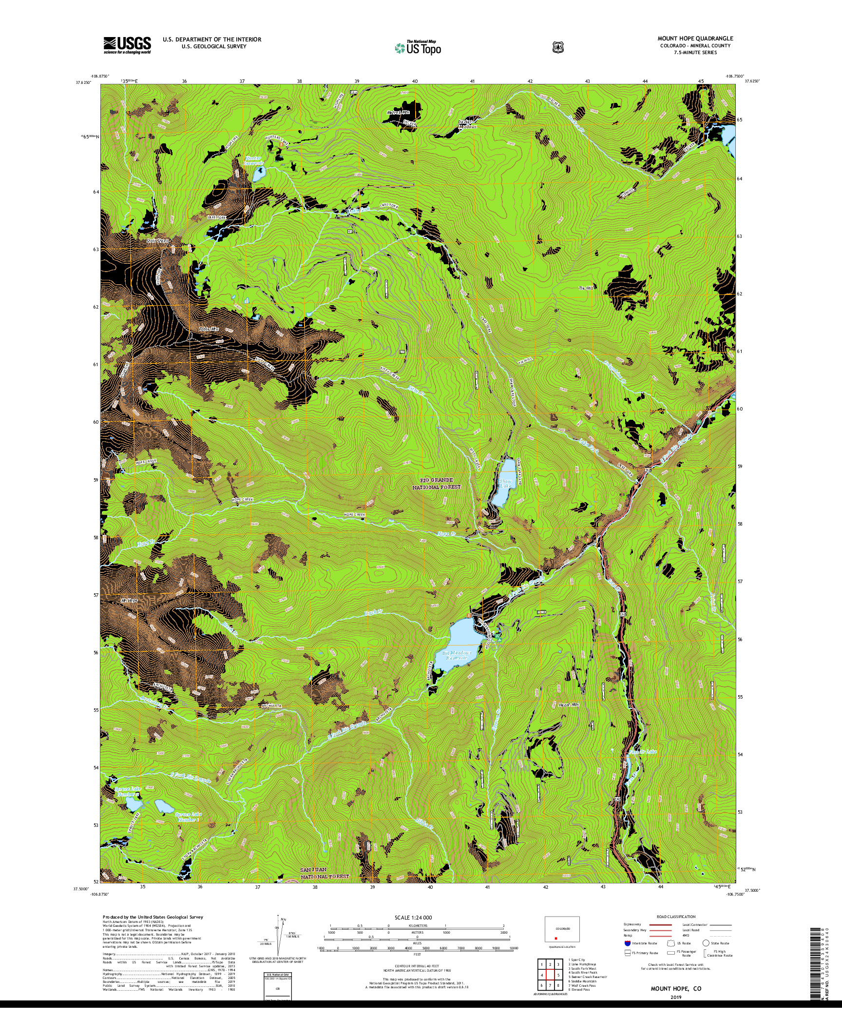 USGS US TOPO 7.5-MINUTE MAP FOR MOUNT HOPE, CO 2019