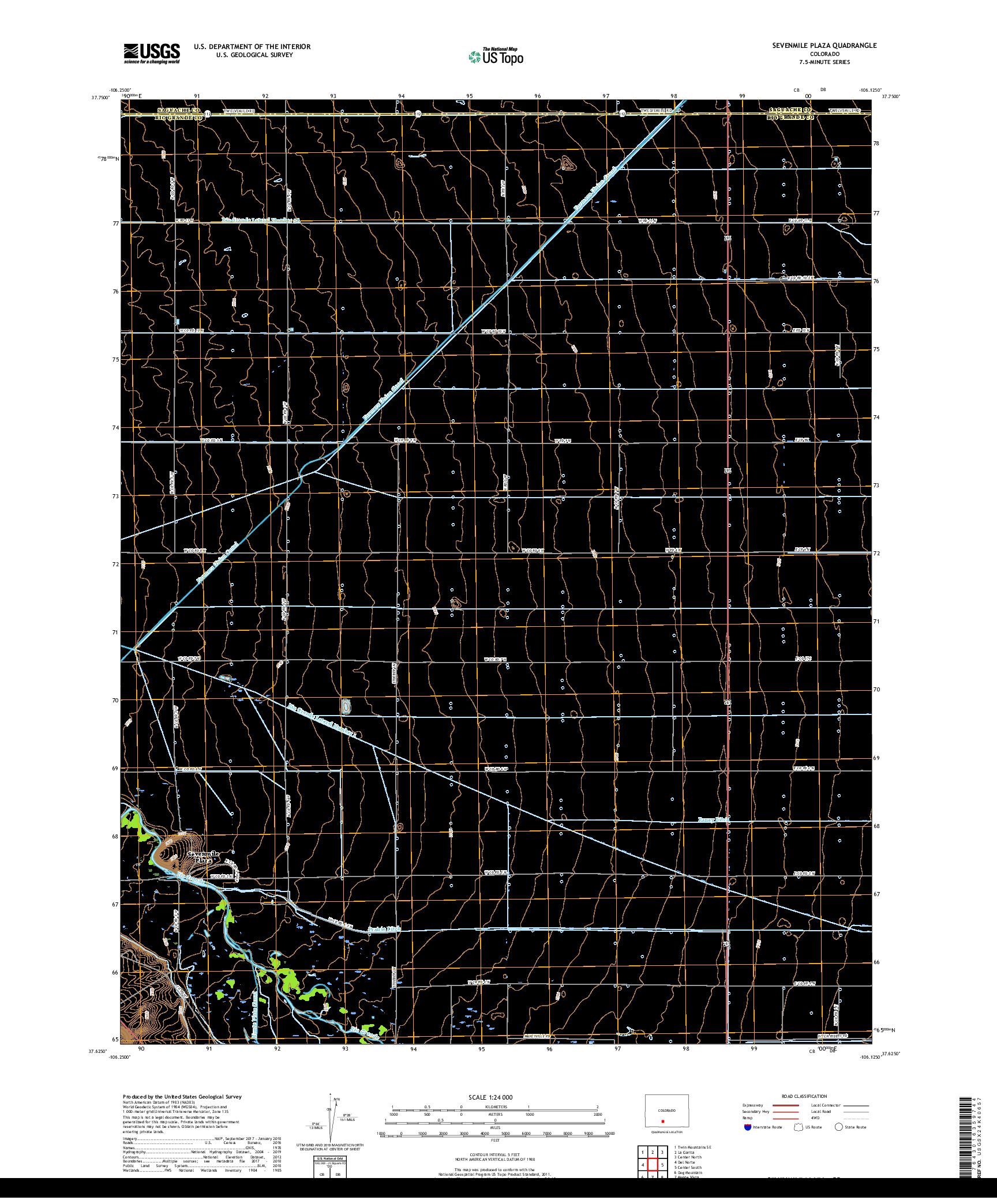 USGS US TOPO 7.5-MINUTE MAP FOR SEVENMILE PLAZA, CO 2019
