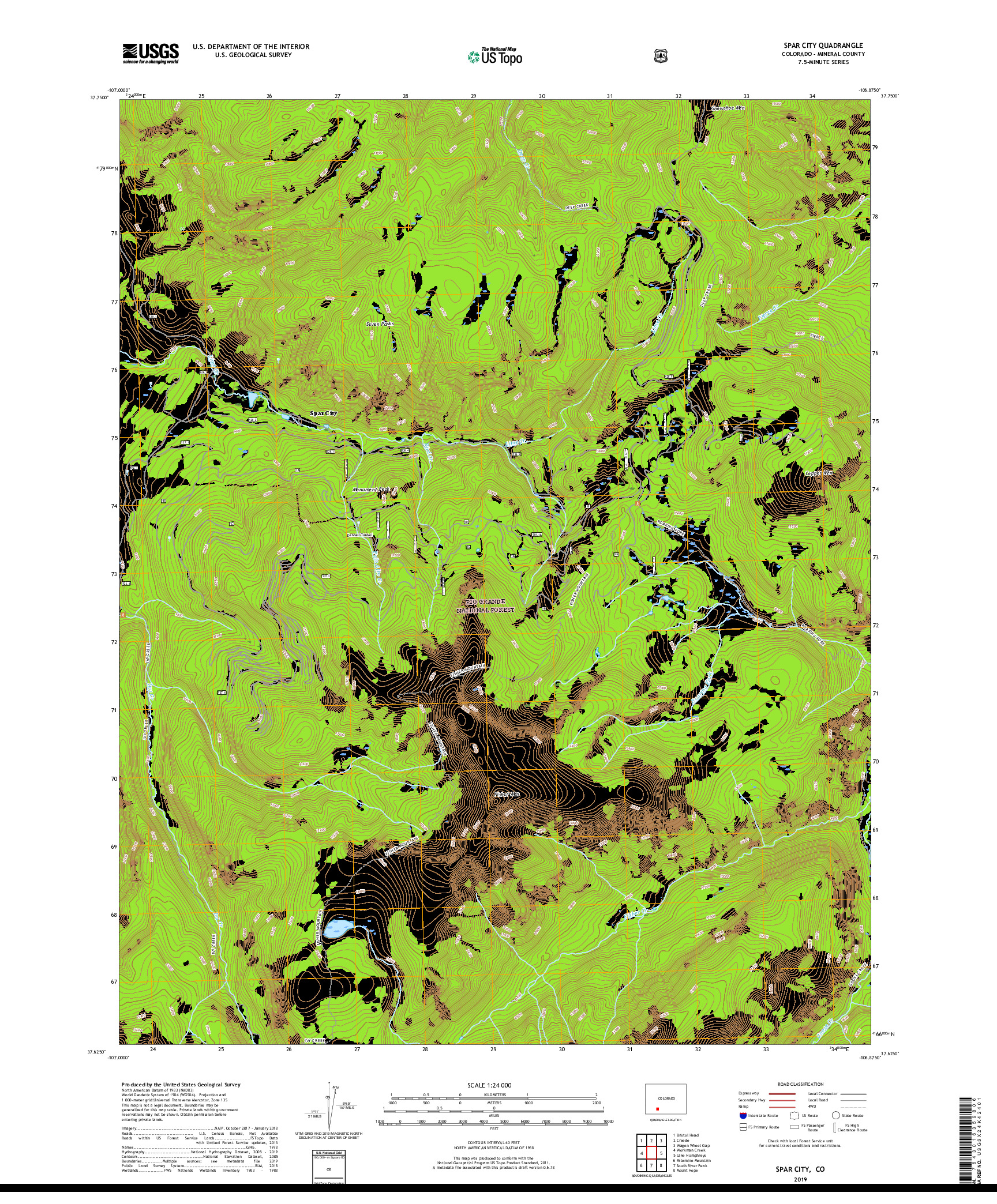 USGS US TOPO 7.5-MINUTE MAP FOR SPAR CITY, CO 2019