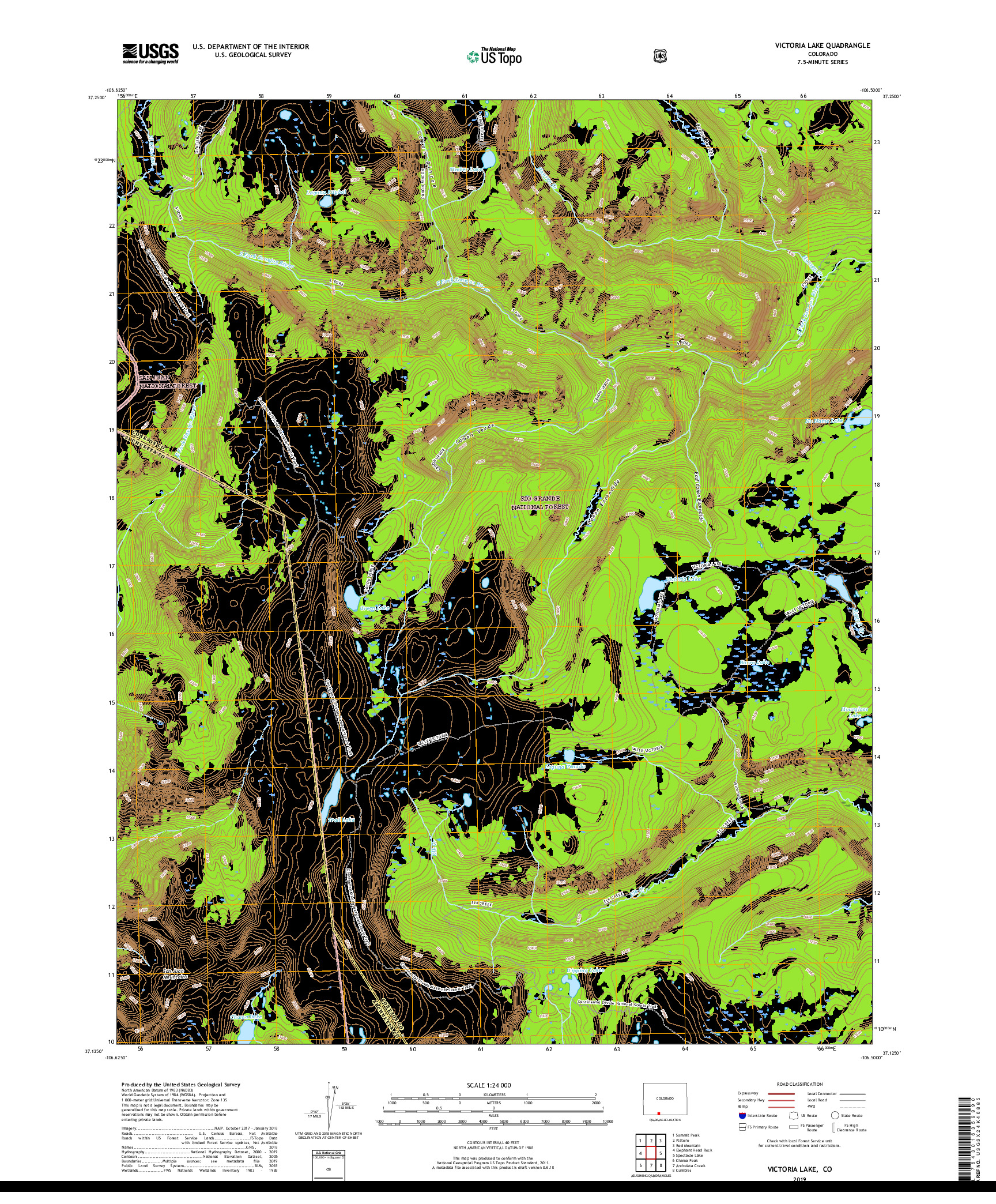 USGS US TOPO 7.5-MINUTE MAP FOR VICTORIA LAKE, CO 2019