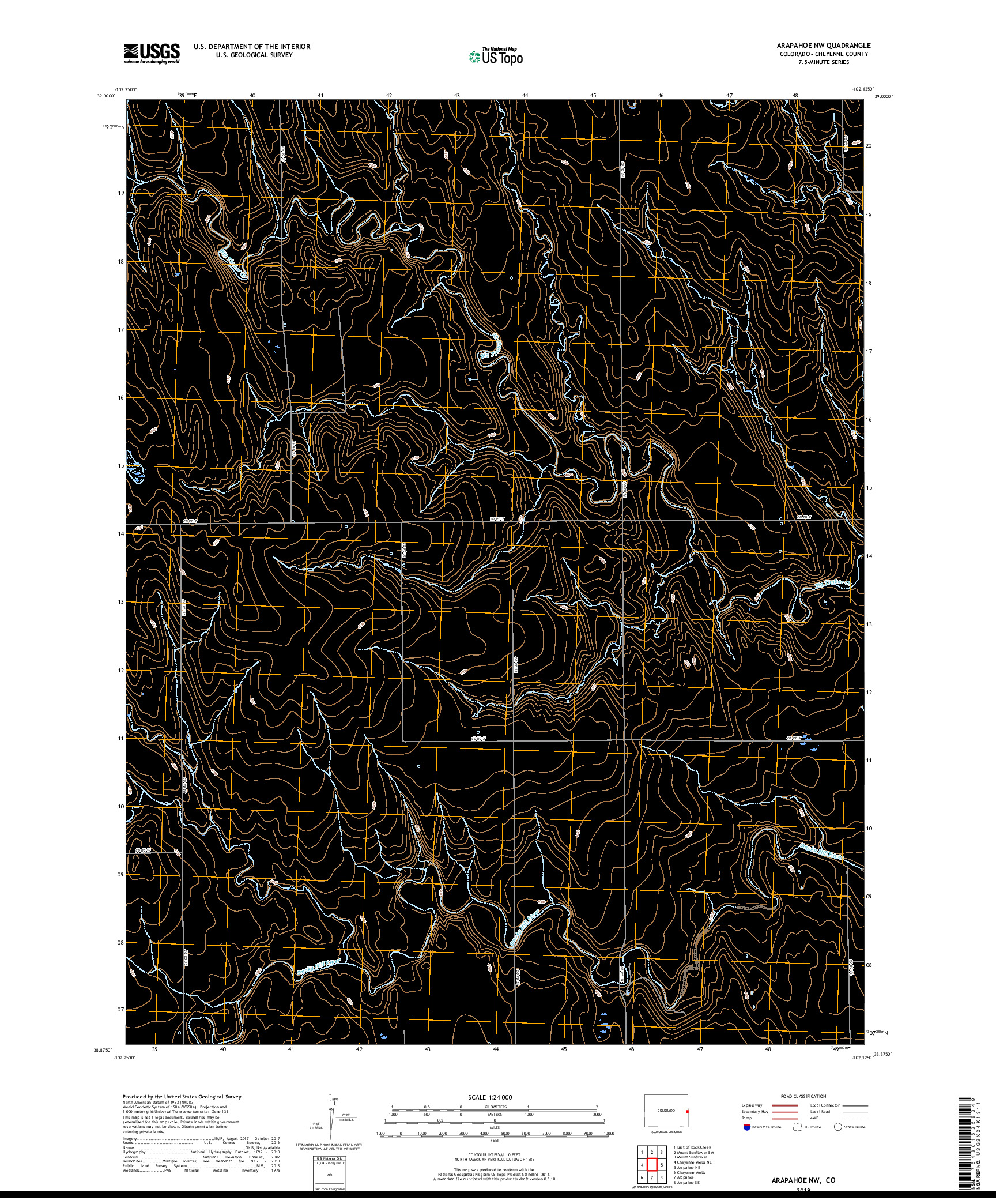 USGS US TOPO 7.5-MINUTE MAP FOR ARAPAHOE NW, CO 2019
